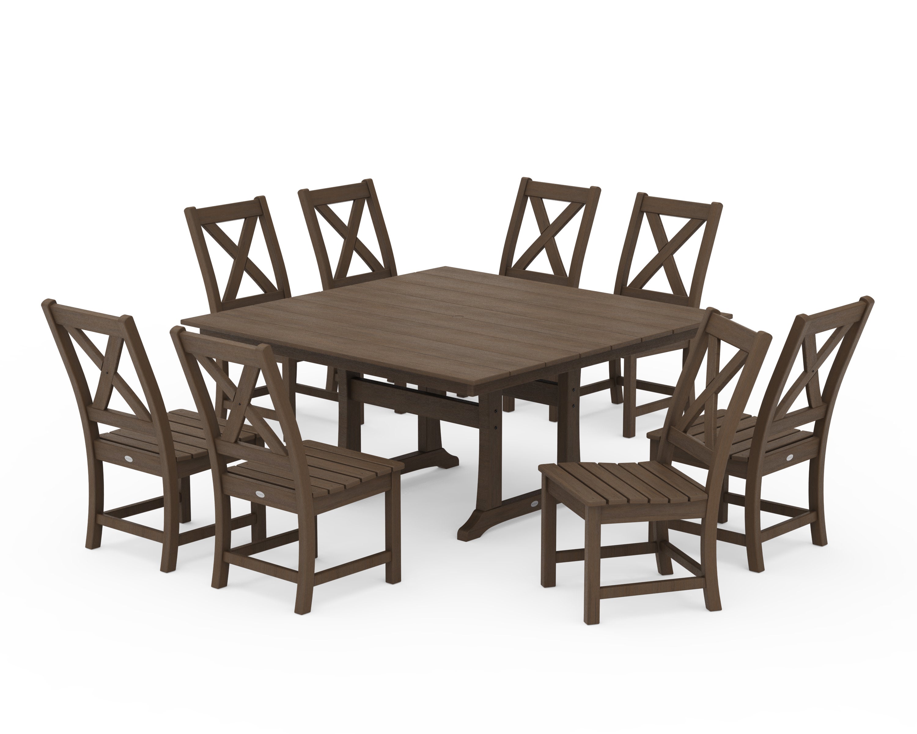 Braxton Side Chair 9-Piece Farmhouse Dining Set in Kona