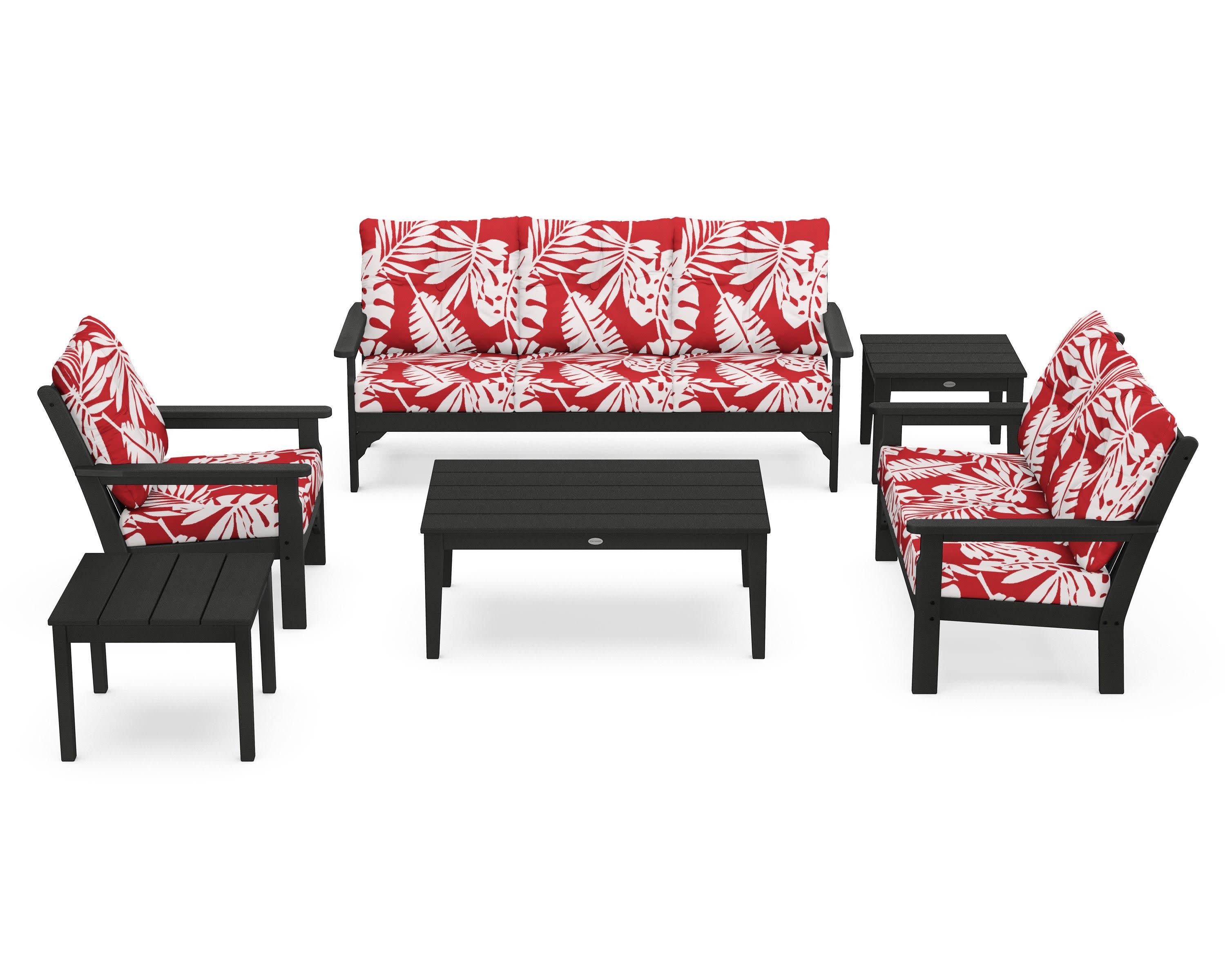 Vineyard 6-Piece Deep Seating Set in Green / Leaf Crimson