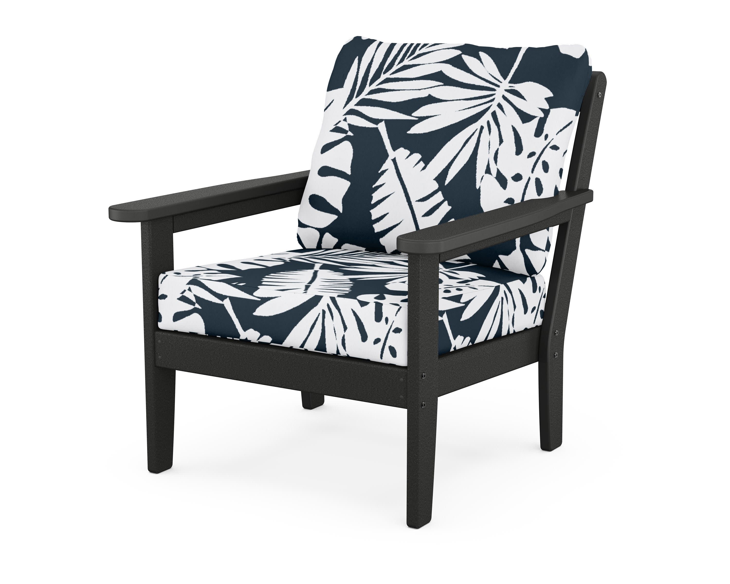 Cottage Deep Seating Chair in Black / Leaf Marine Indigo