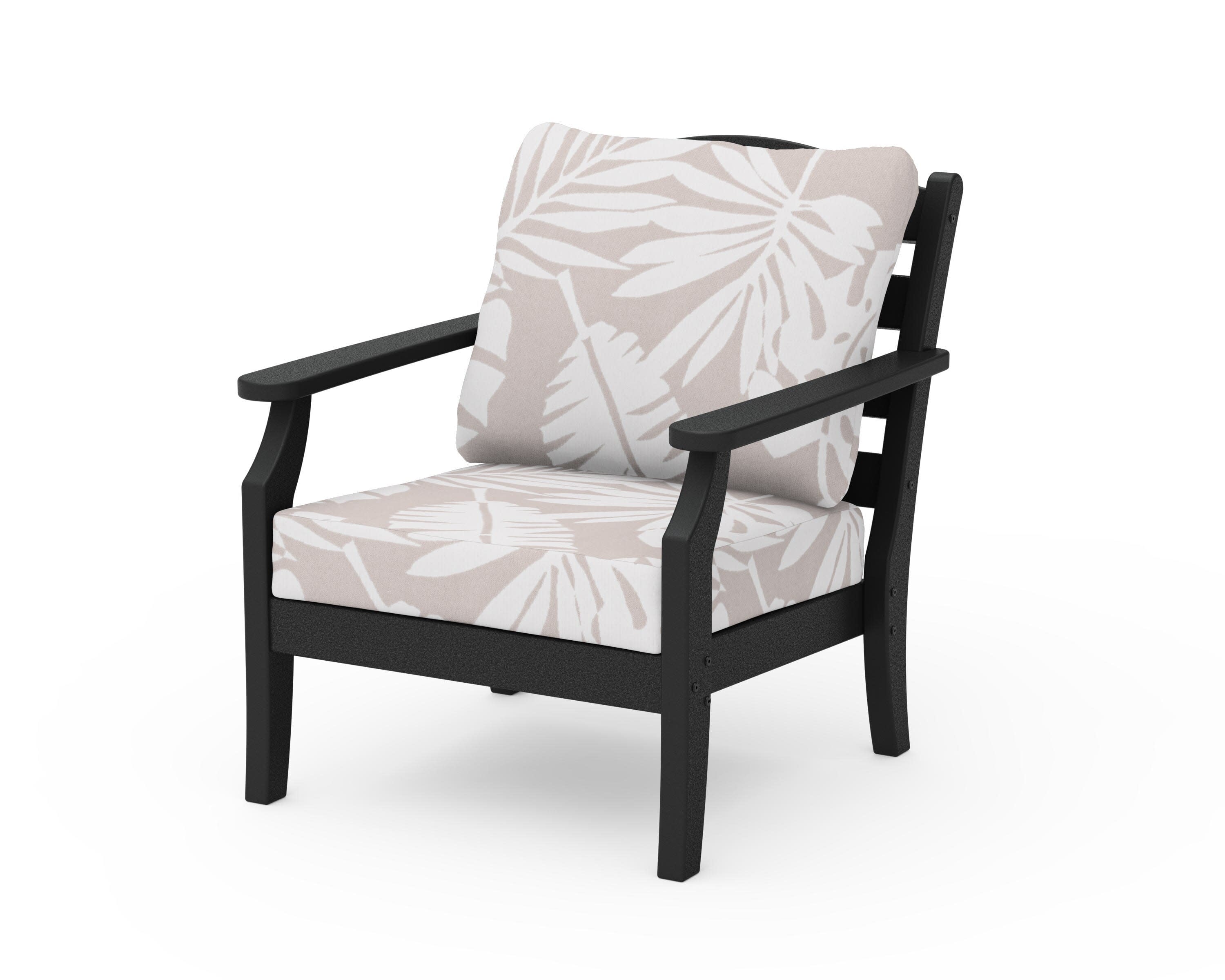 Savannah Deep Seating Chair in Black / Leaf Dune Burlap