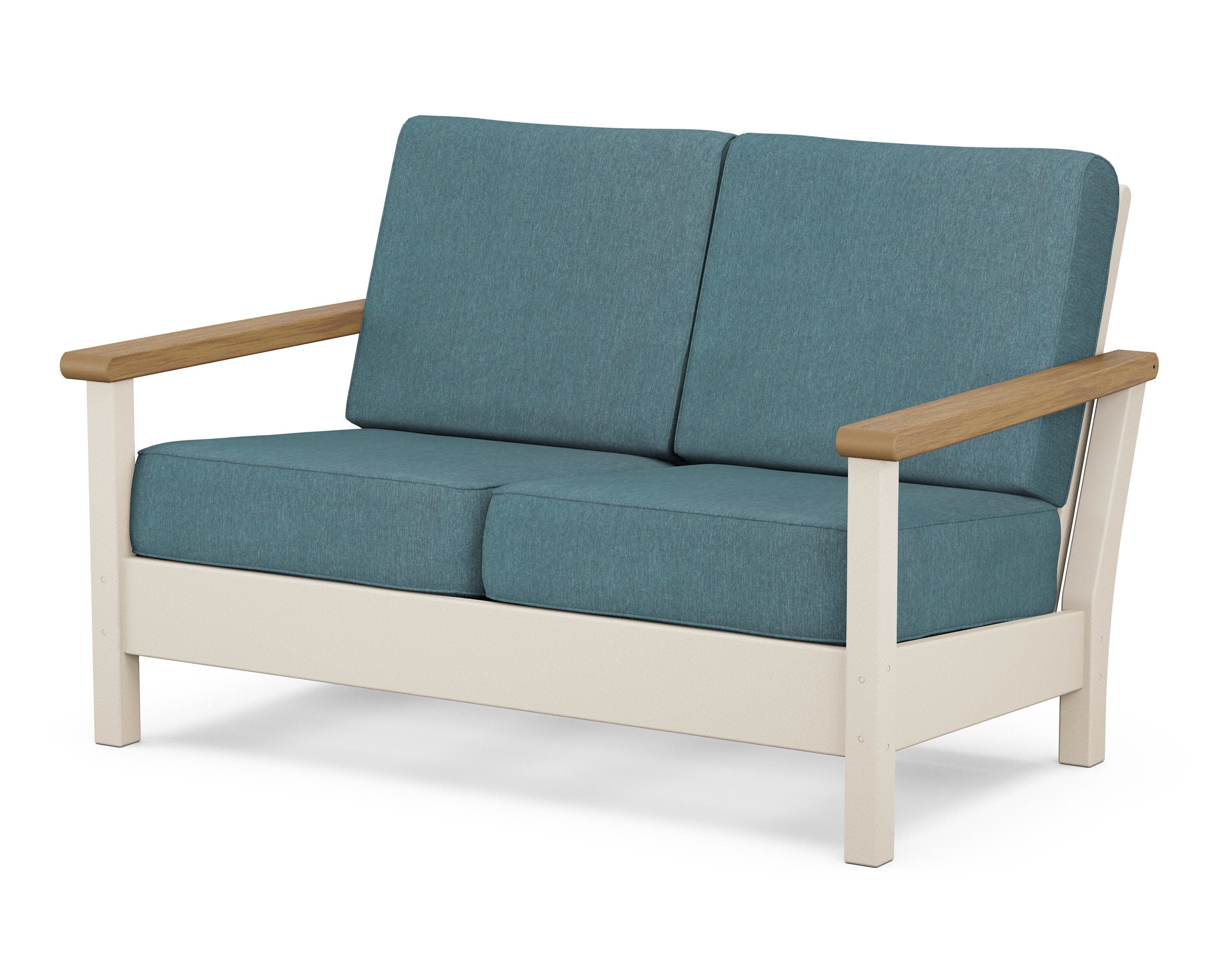 Harbour Deep Seating Loveseat in Sand / Natural / Ocean Teal