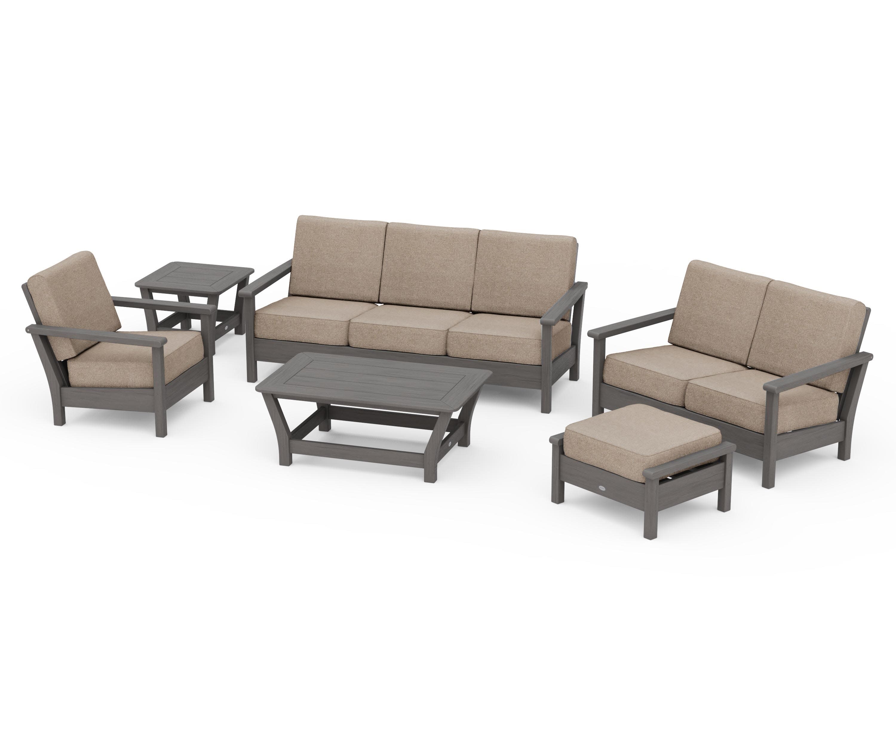 Harbour 6-Piece Outdoor Living Set in Driftwood / Spiced Burlap