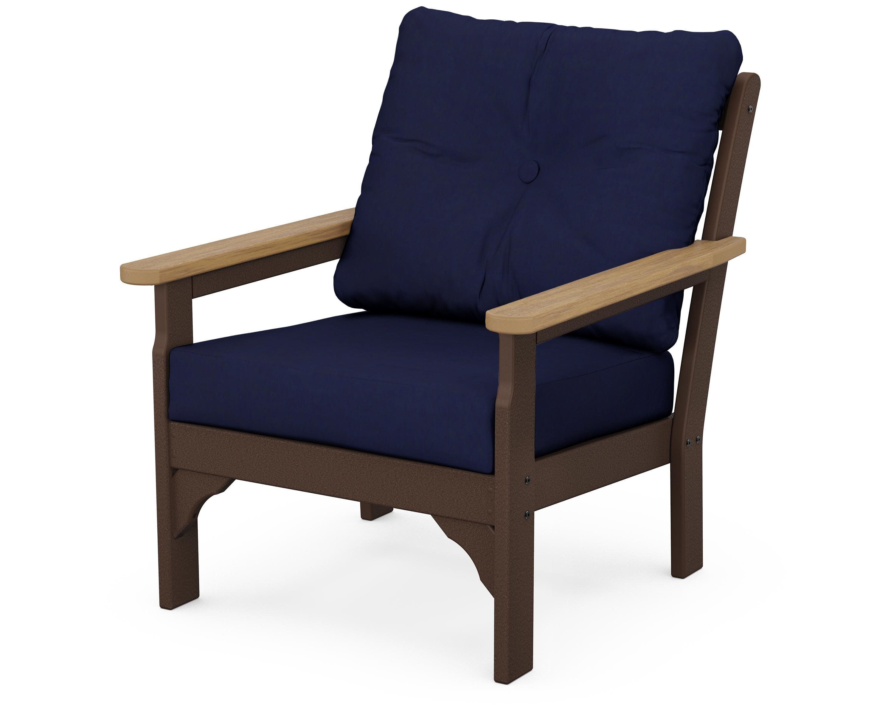 Vineyard Deep Seating Chair in Mahogany / Natural / Navy