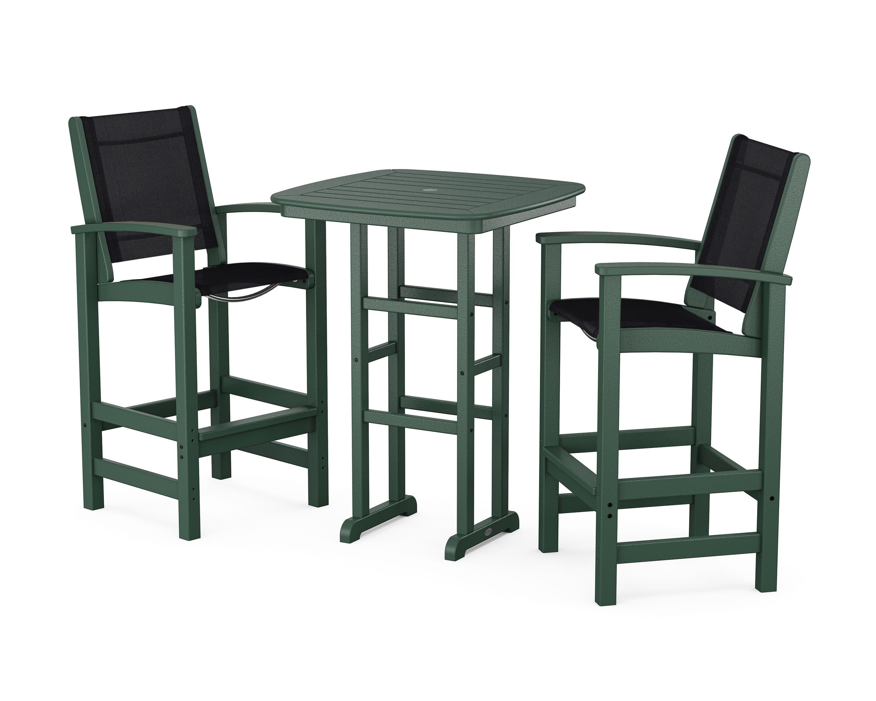 Coastal 3-Piece Bar Set in Green / Black Sling