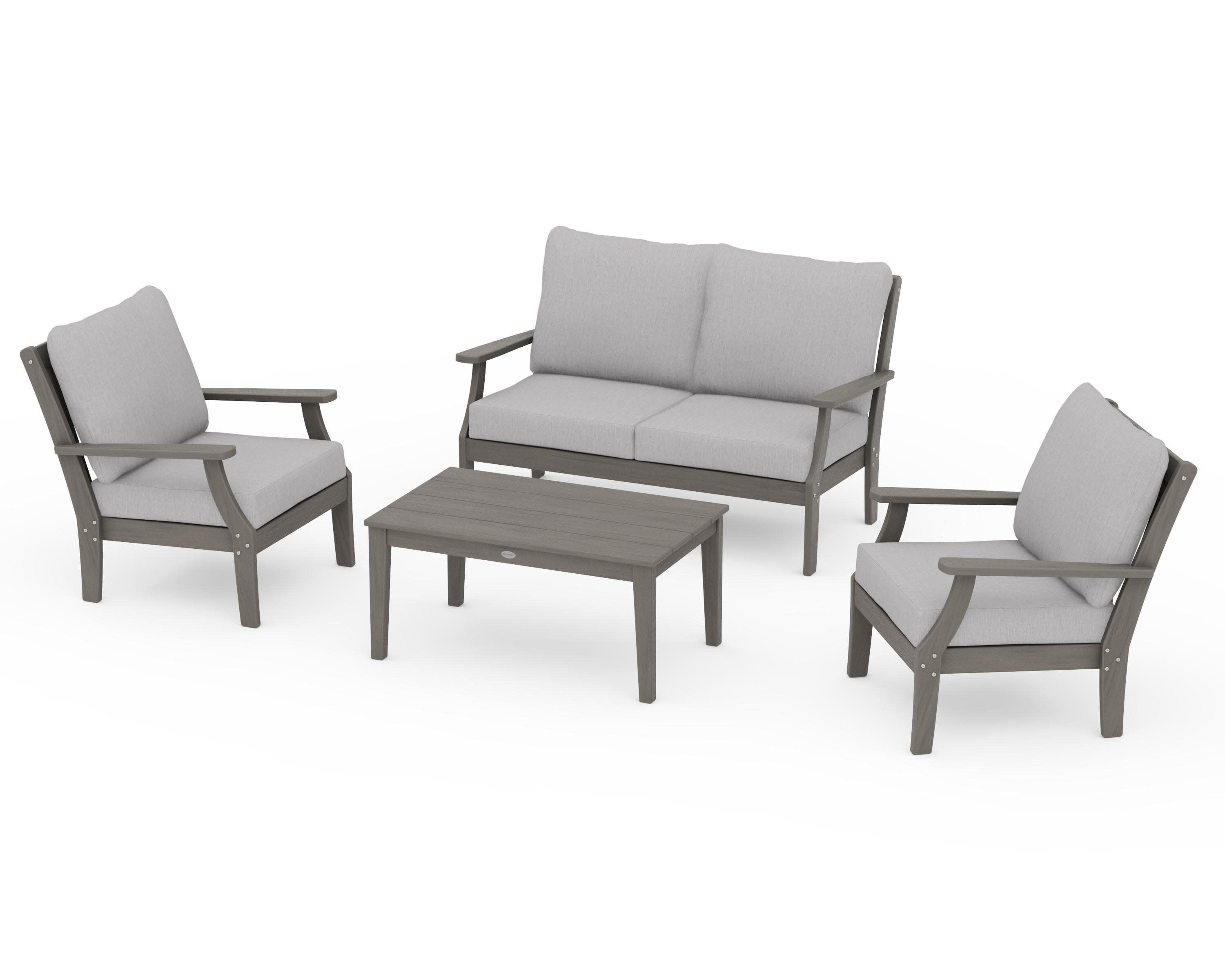Braxton 4-Piece Deep Seating Chair Set in Driftwood / Granite