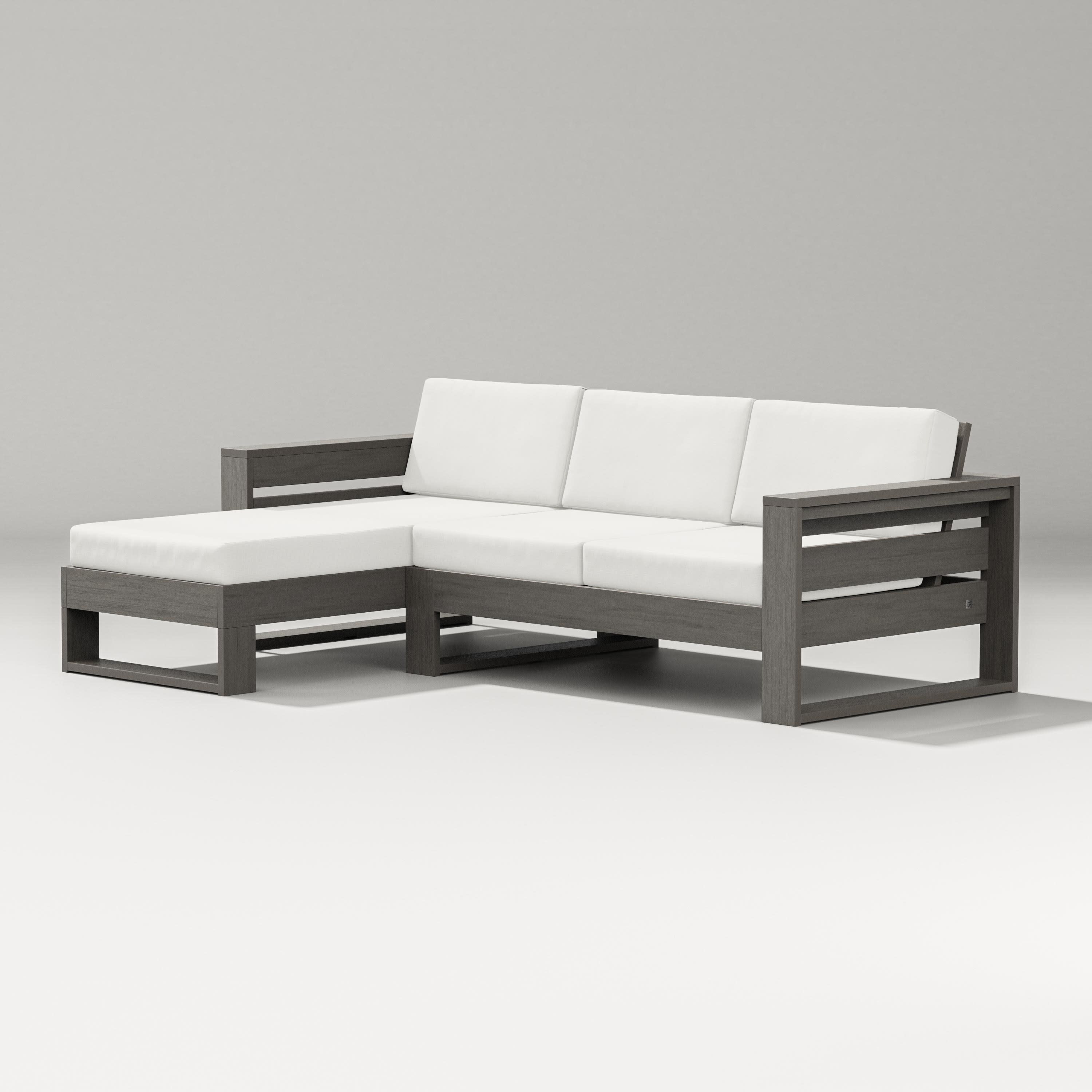 Latitude Left Chaise Sectional in Driftwood / Natural Linen