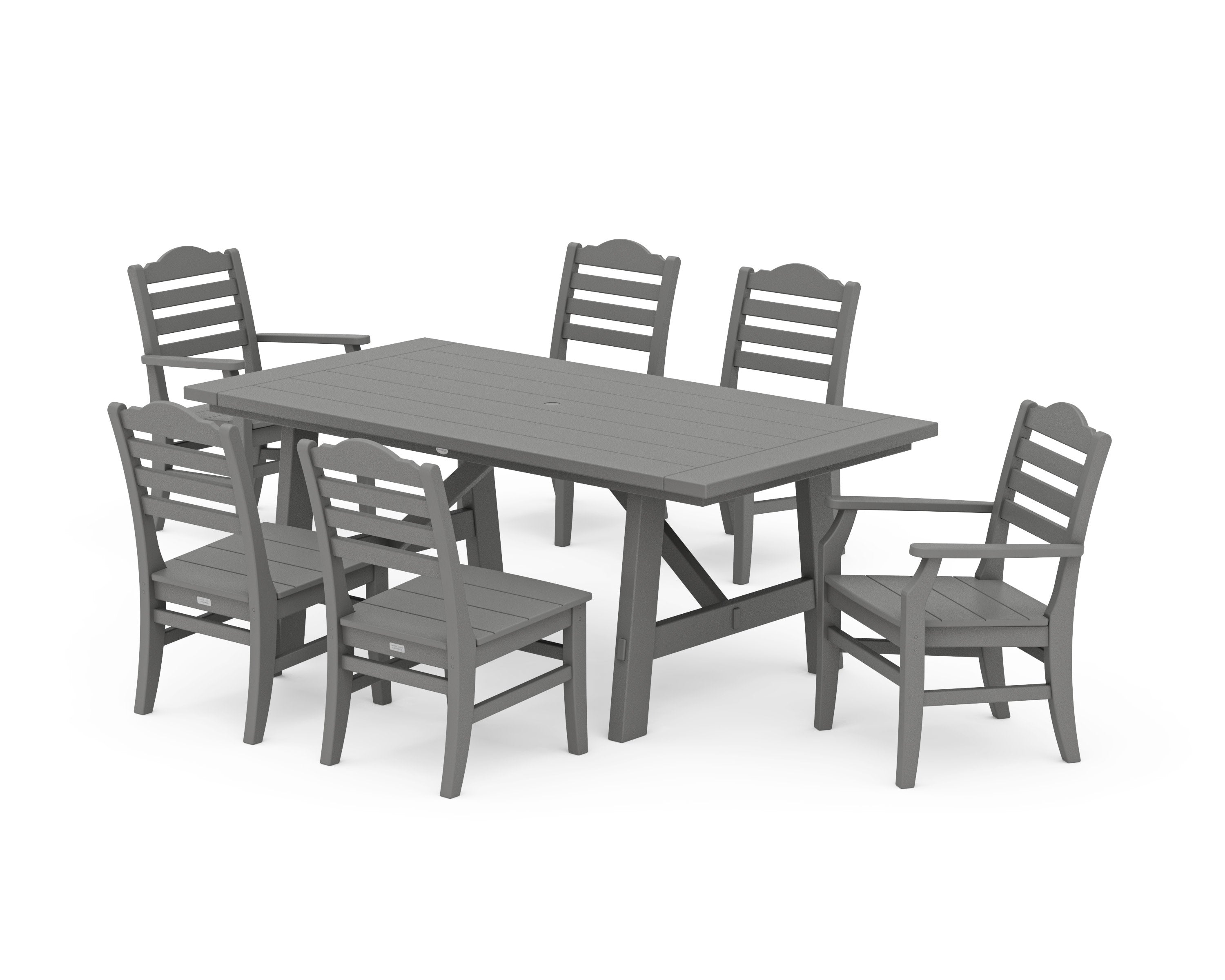 Savannah 7-Piece Rustic Farmhouse Dining Set in Slate Grey