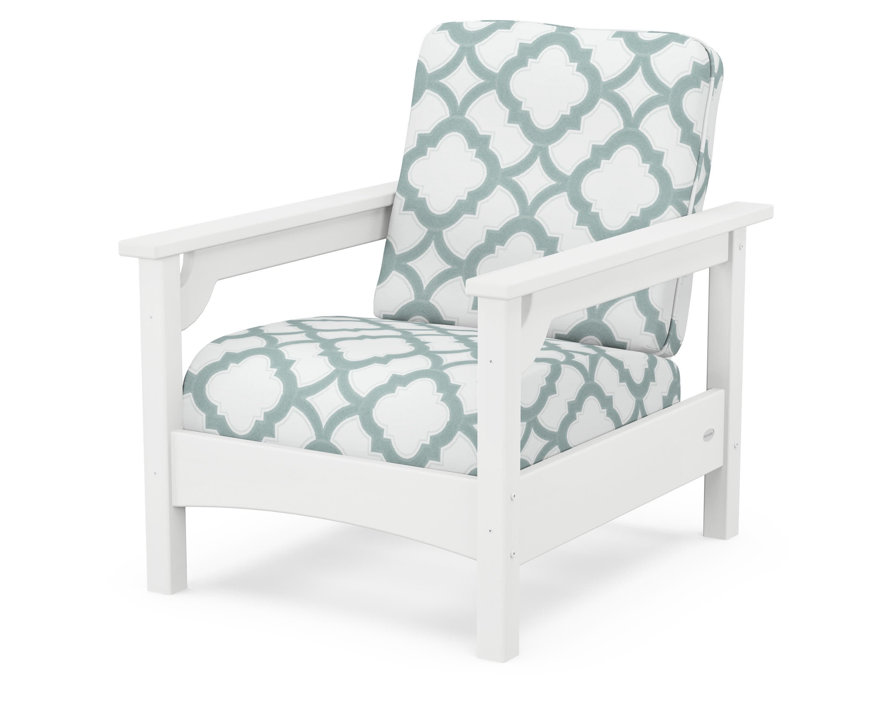 Club Chair in White / Trellis Glacier Spa