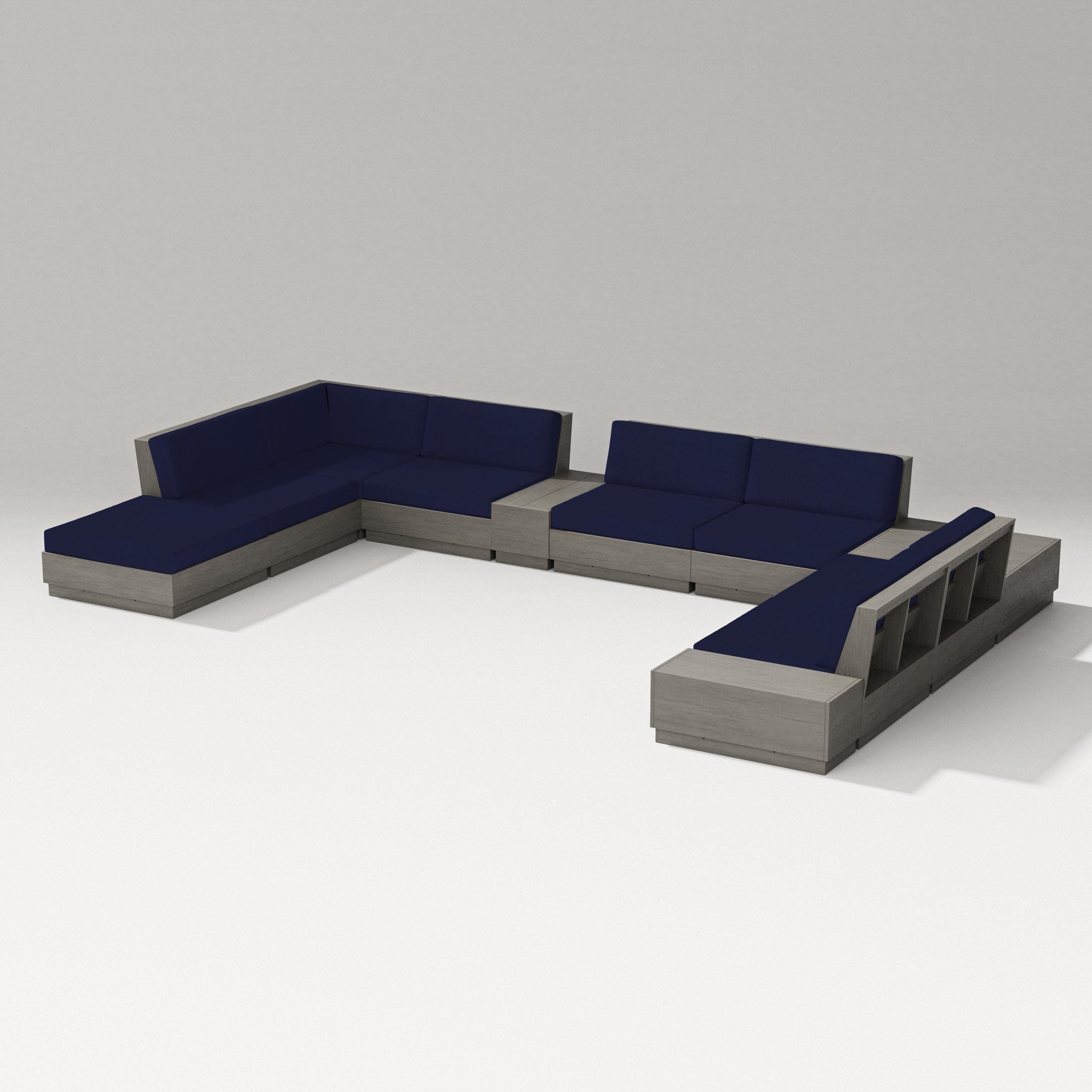 Elevate 11-Piece Conversation Sectional Set in Driftwood / Navy