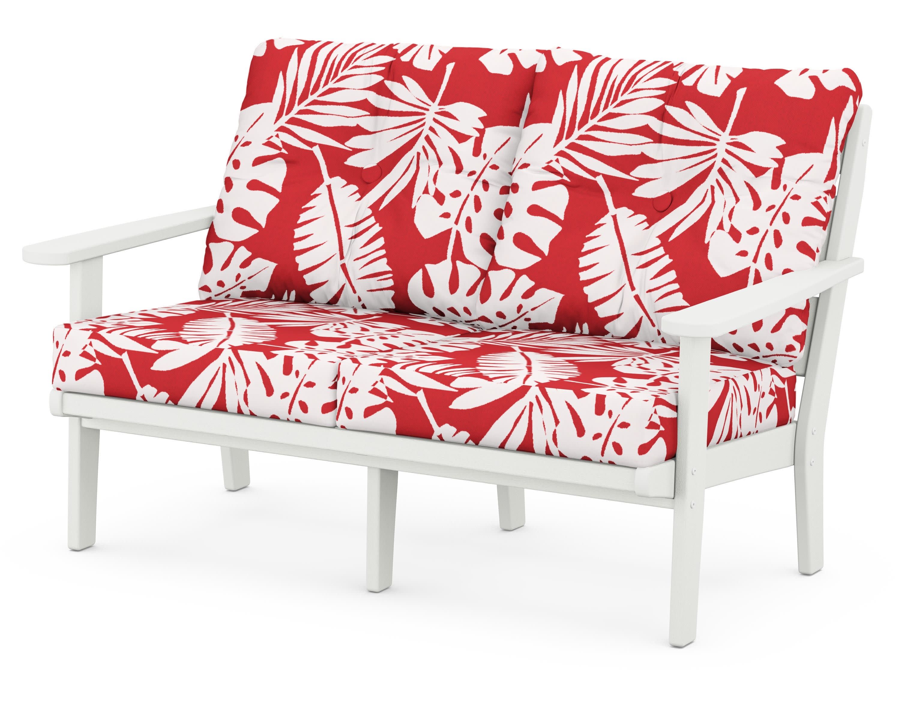 Lakeside Deep Seating Loveseat in Vintage White / Leaf Crimson