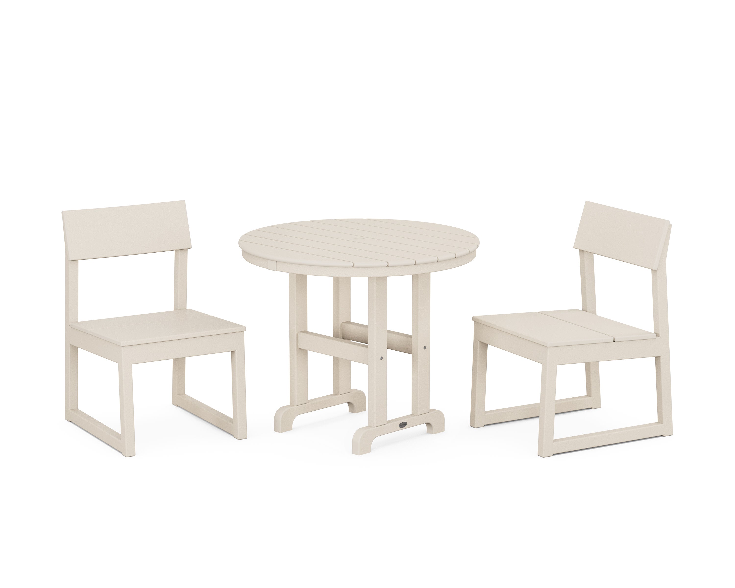 EDGE Side Chair 3-Piece Round Dining Set in Sand