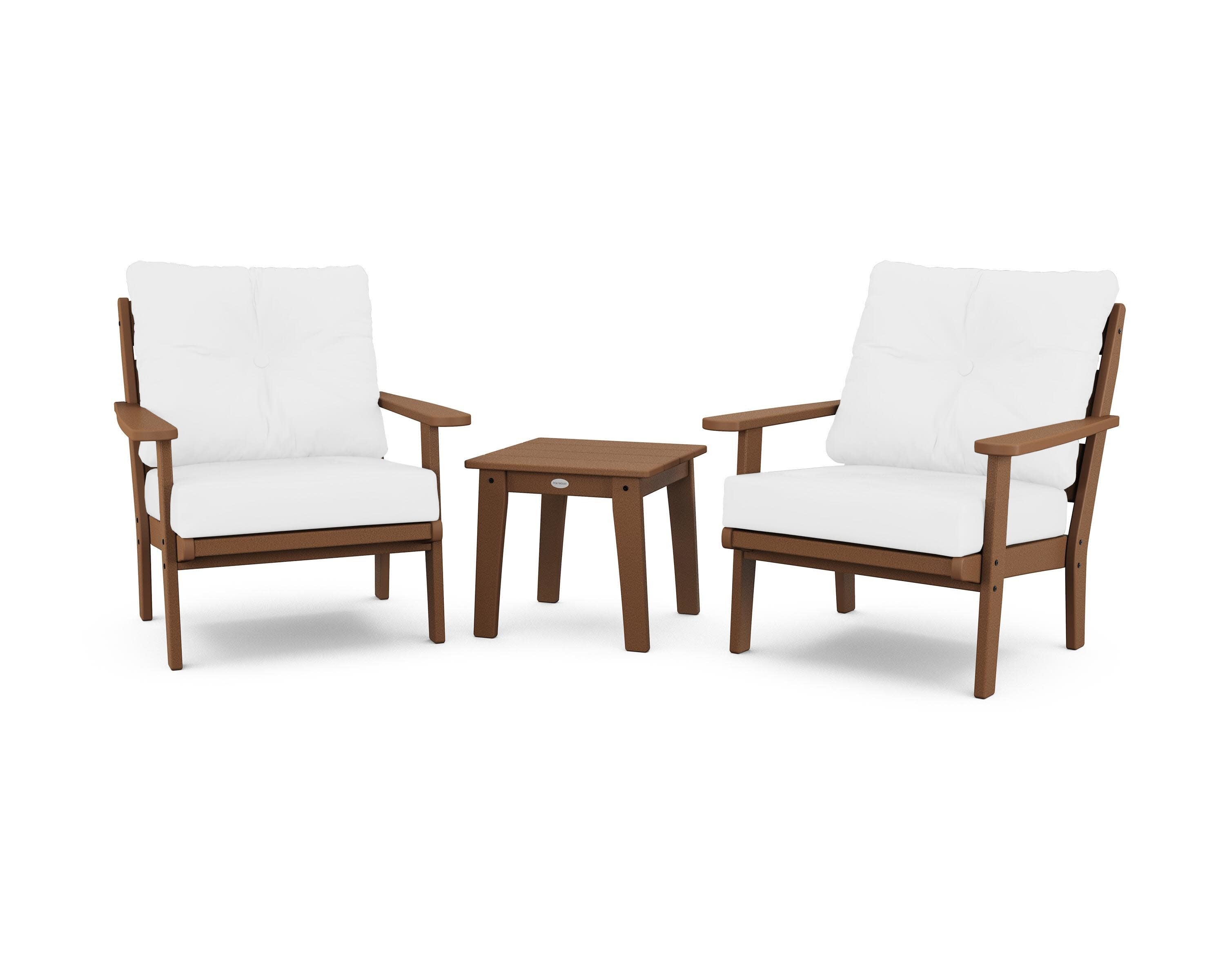 Lakeside 3-Piece Deep Seating Chair Set in Teak / Natural