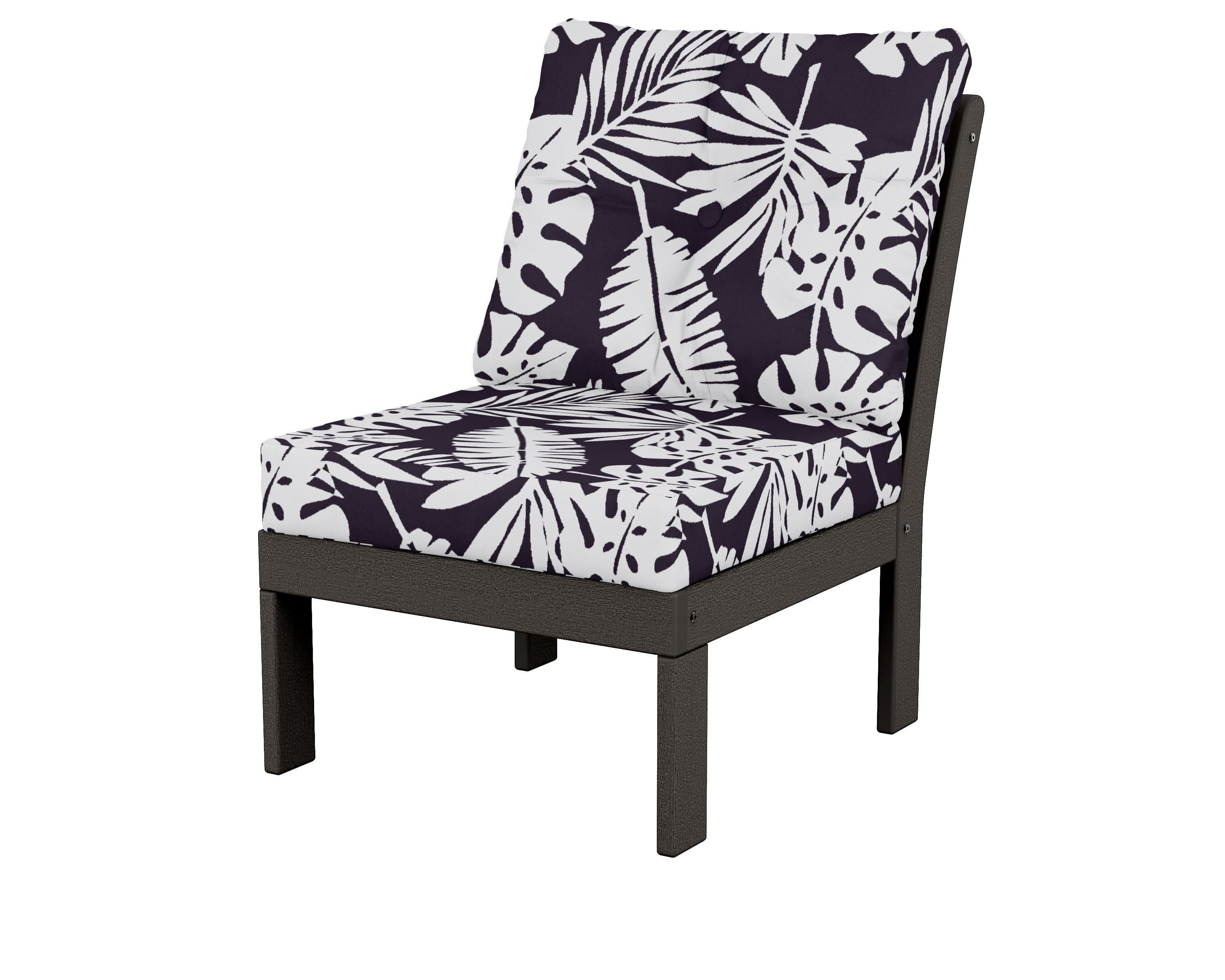 Vineyard Modular Armless Chair in Vintage Coffee / Leaf Navy