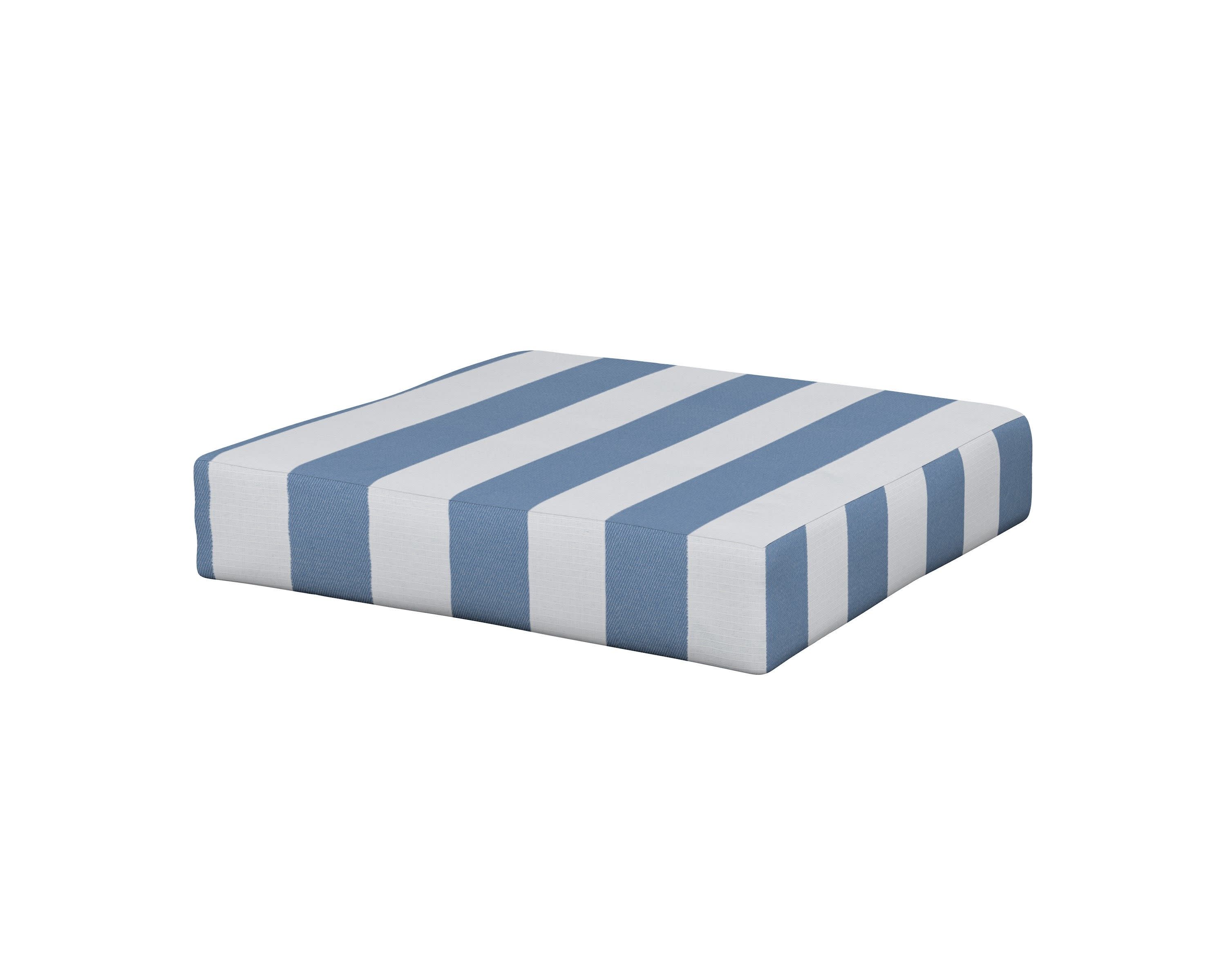 Vineyard Ottoman Cushion in Cabana Stripe Sky Blue