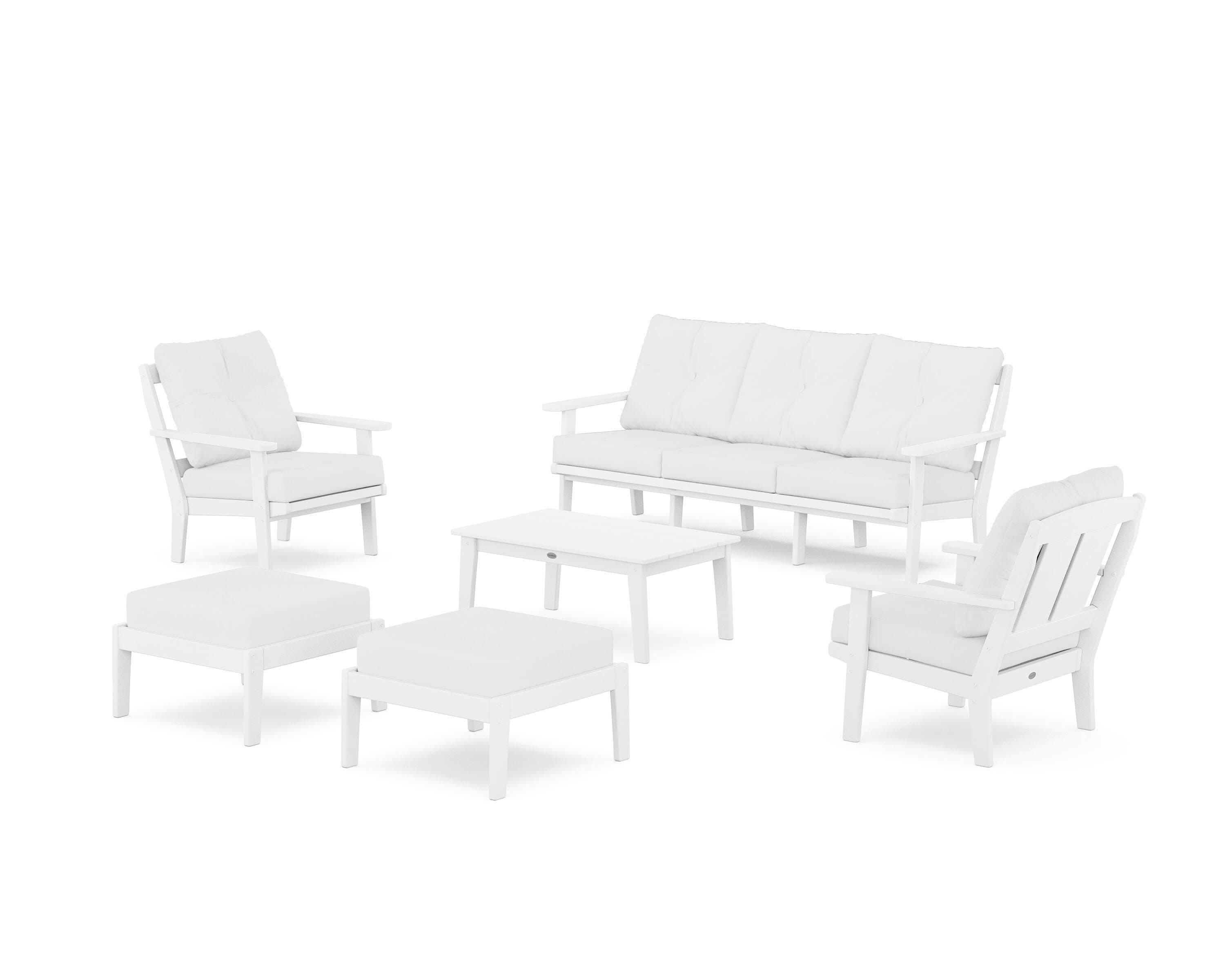 Mission 6-Piece Lounge Sofa Set in White / Natural
