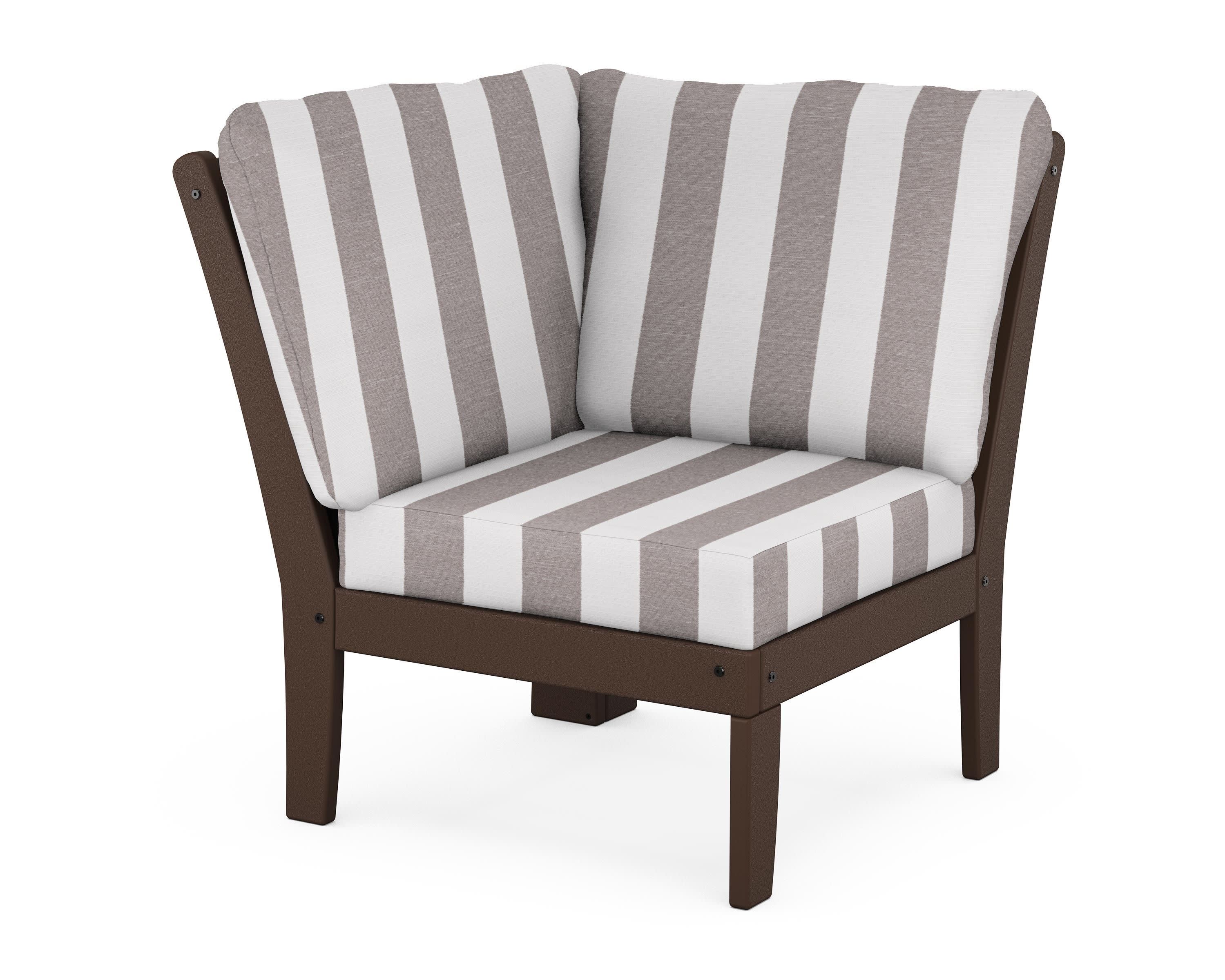 Braxton Modular Corner Chair in Mahogany / Cabana Stripe Grey Mist