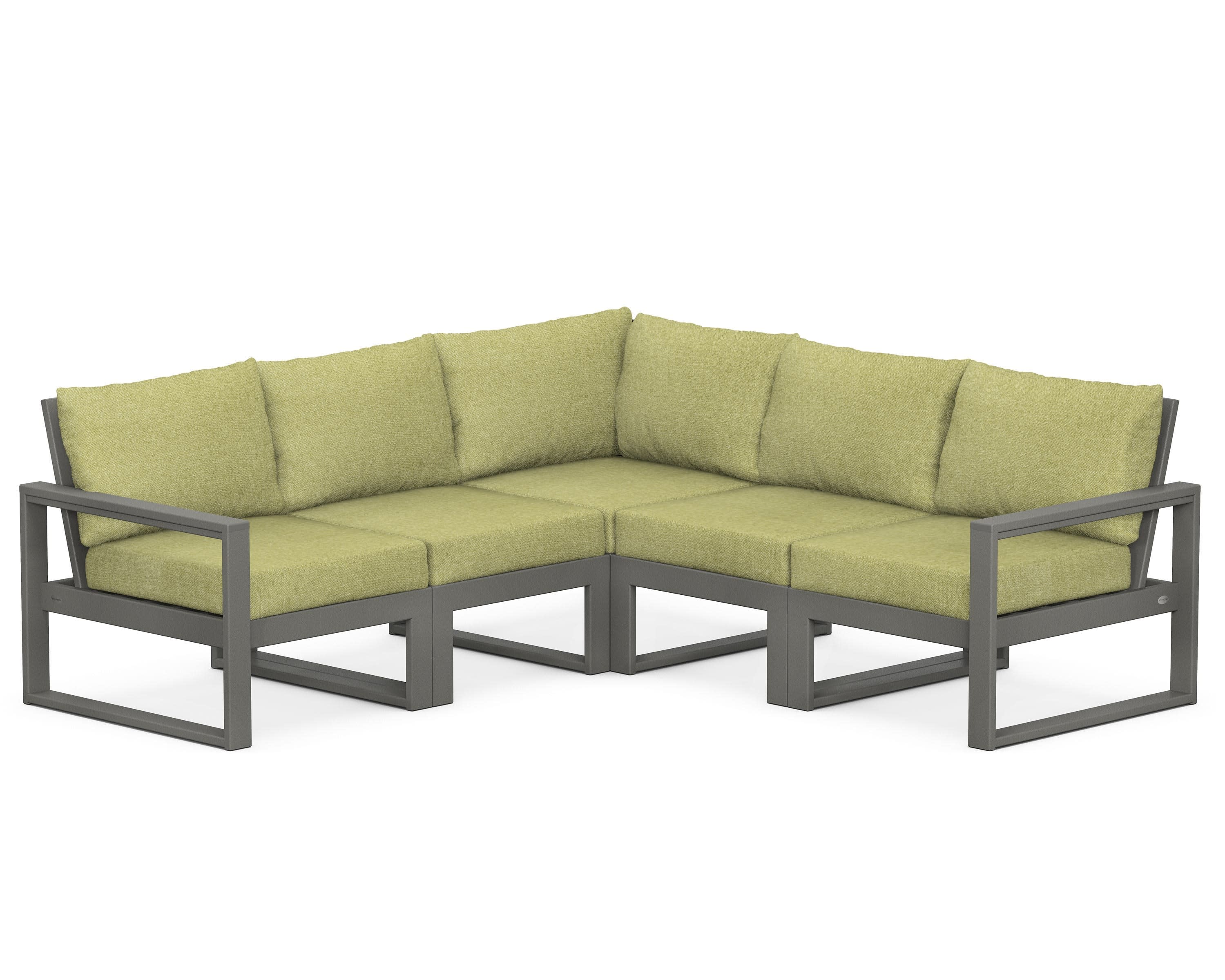 EDGE 5-Piece Modular Deep Seating Set in Slate Grey / Chartreuse Boucle