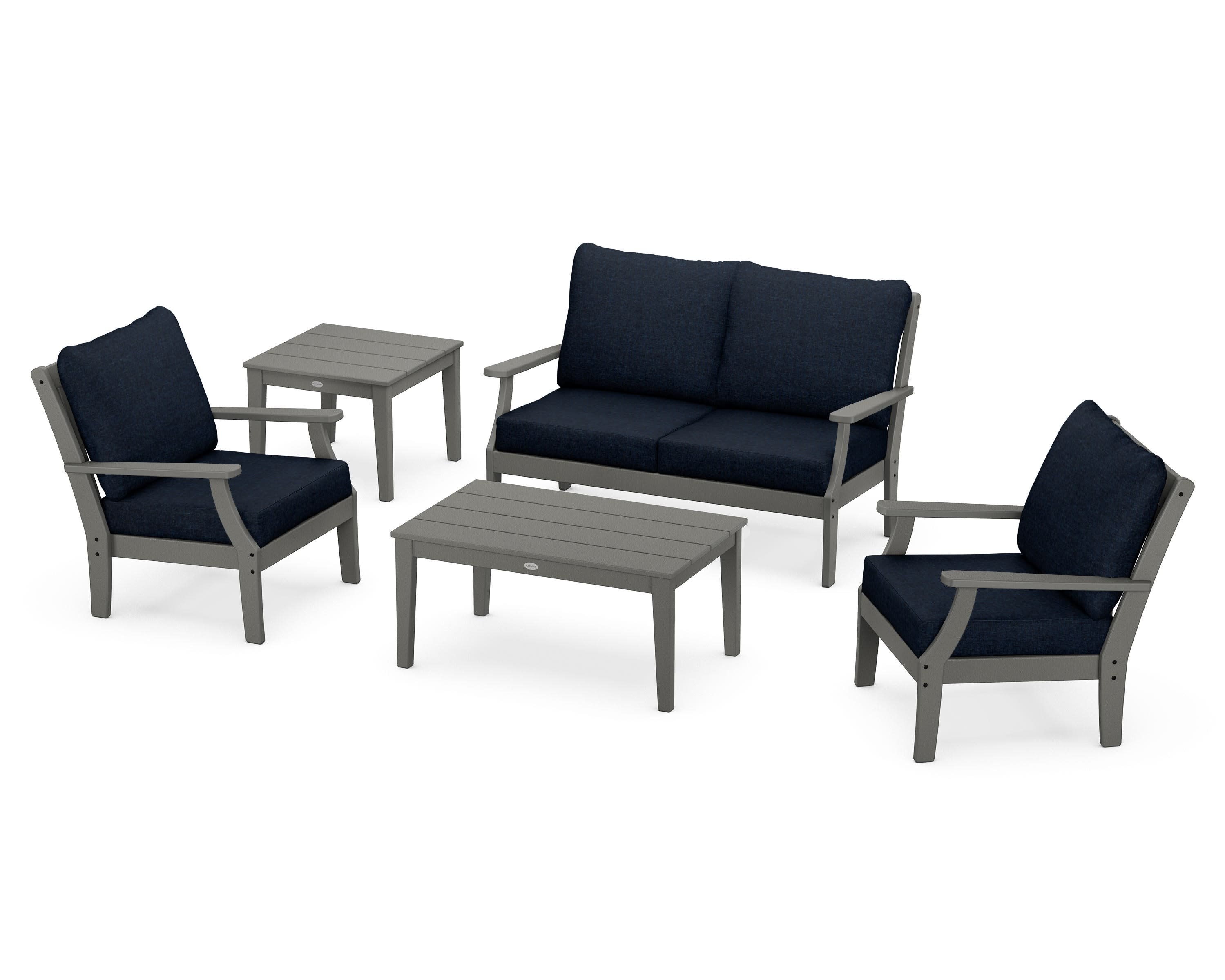 Braxton 5-Piece Deep Seating Set in Slate Grey / Marine Indigo