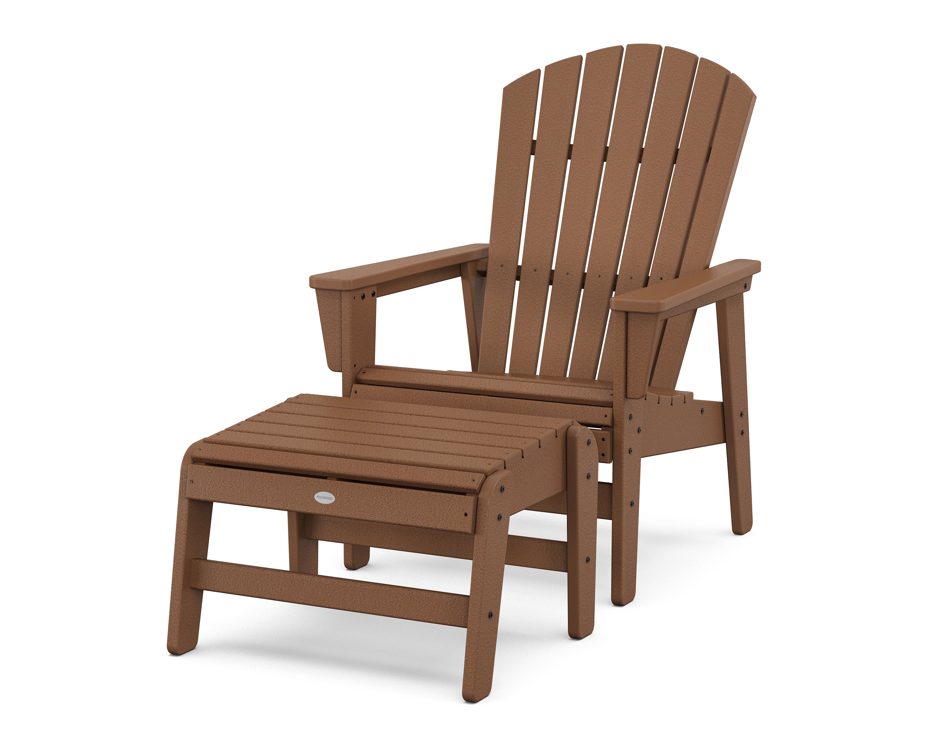 Nautical Grand Upright Adirondack Chair with Ottoman in Teak