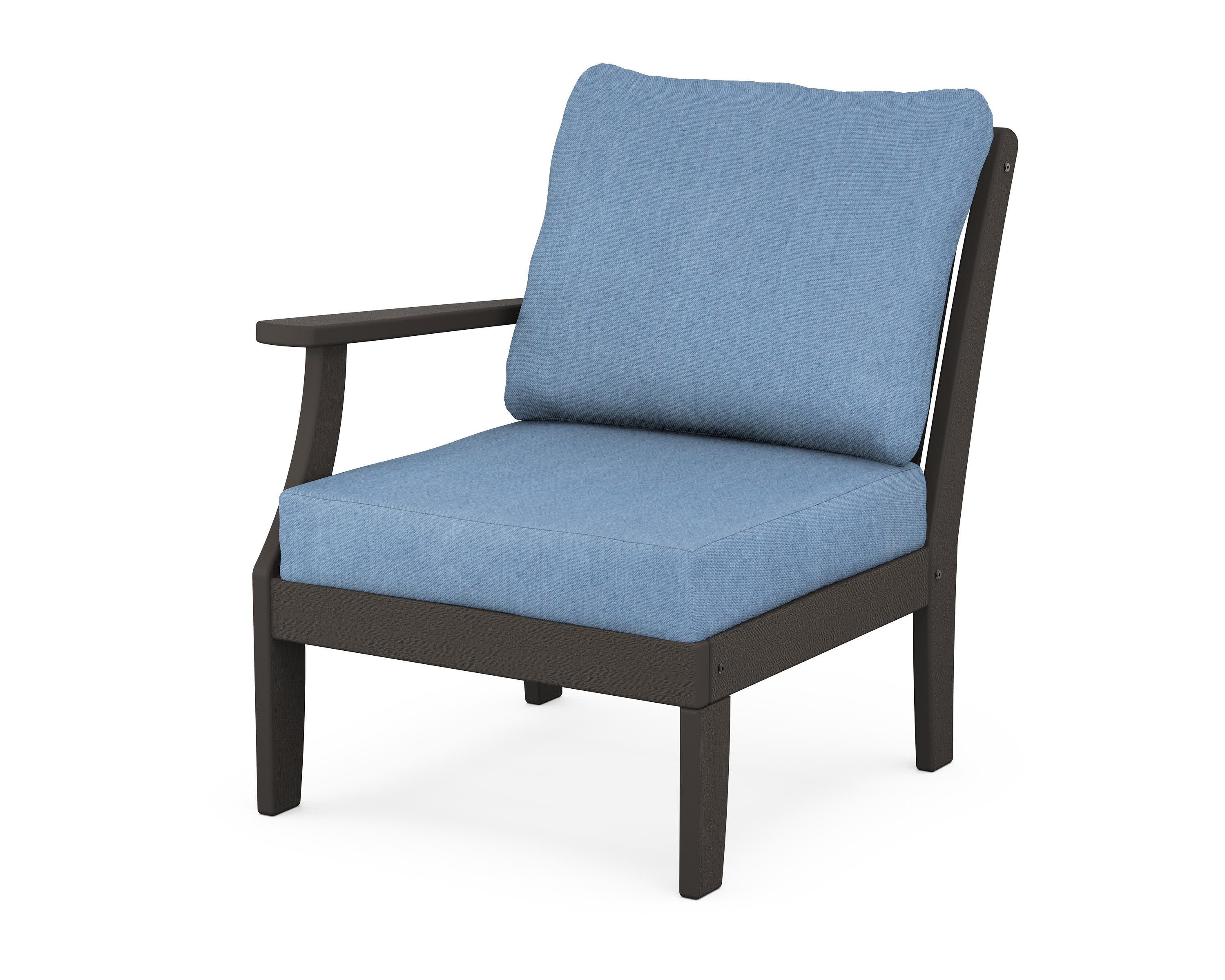 Braxton Modular Left Arm Chair in Vintage Coffee / Sky Blue