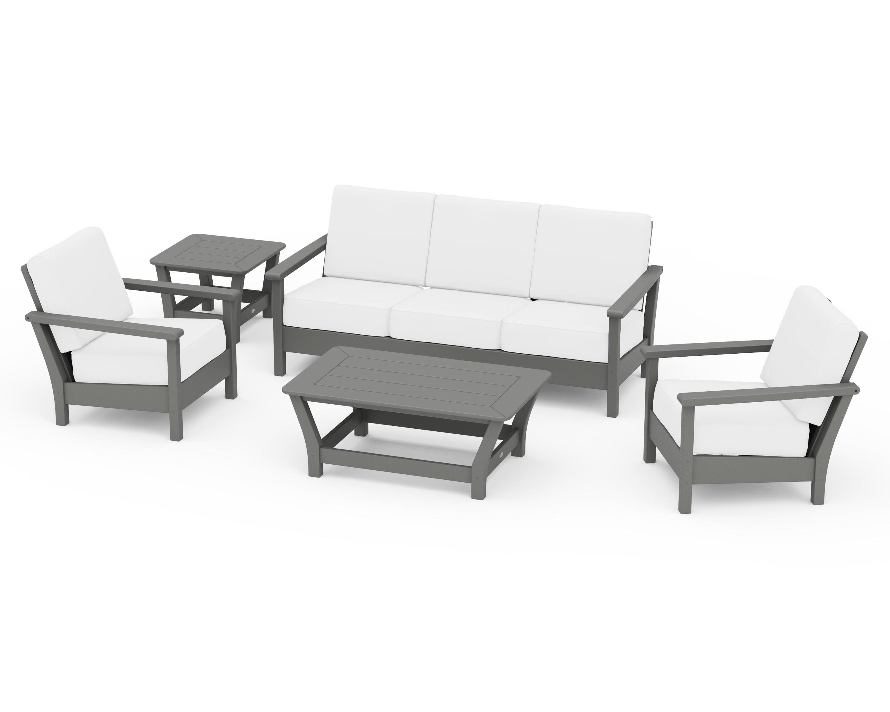 Harbour 5-Piece Deep Seating Set in Slate Grey / Natural