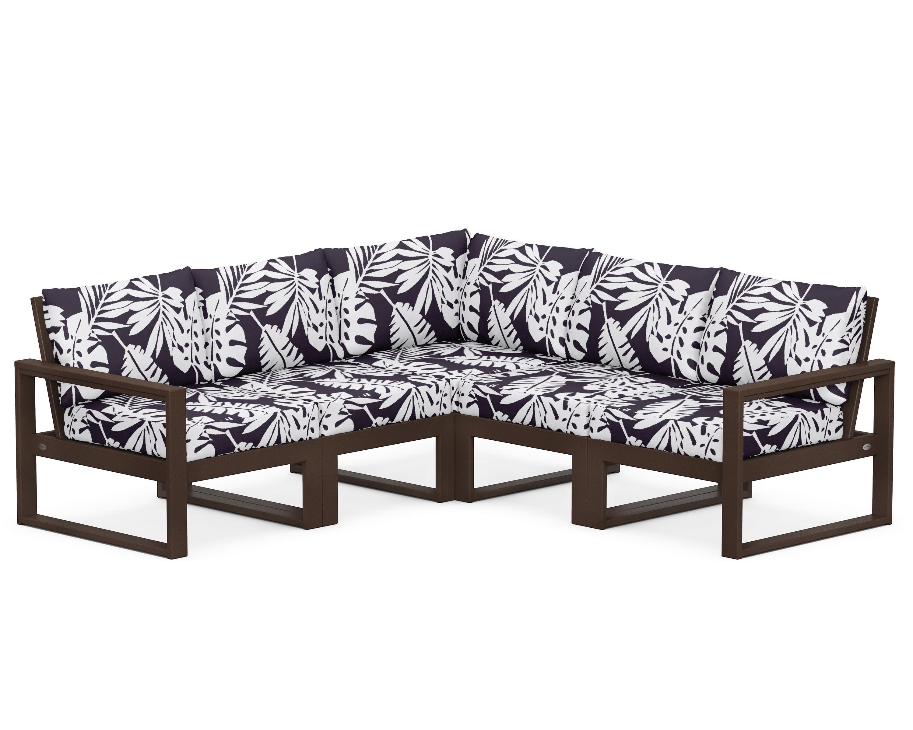 EDGE 5-Piece Modular Deep Seating Set in Mahogany / Leaf Navy