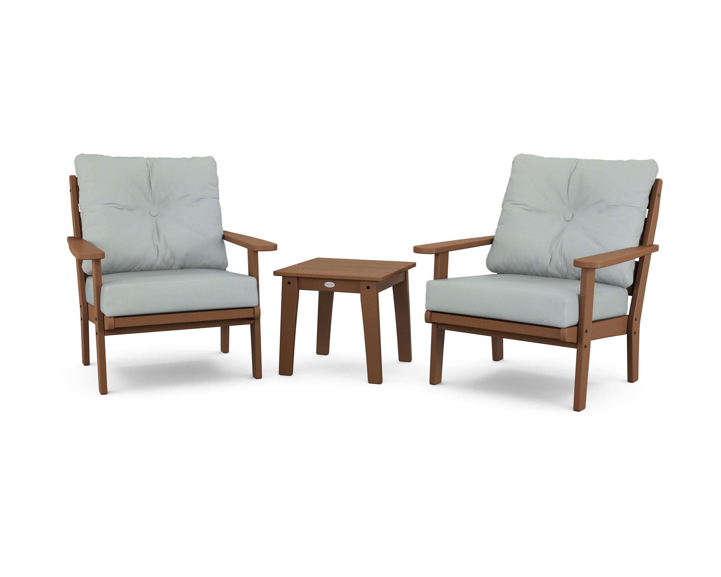 Lakeside 3-Piece Deep Seating Chair Set in Teak / Spa