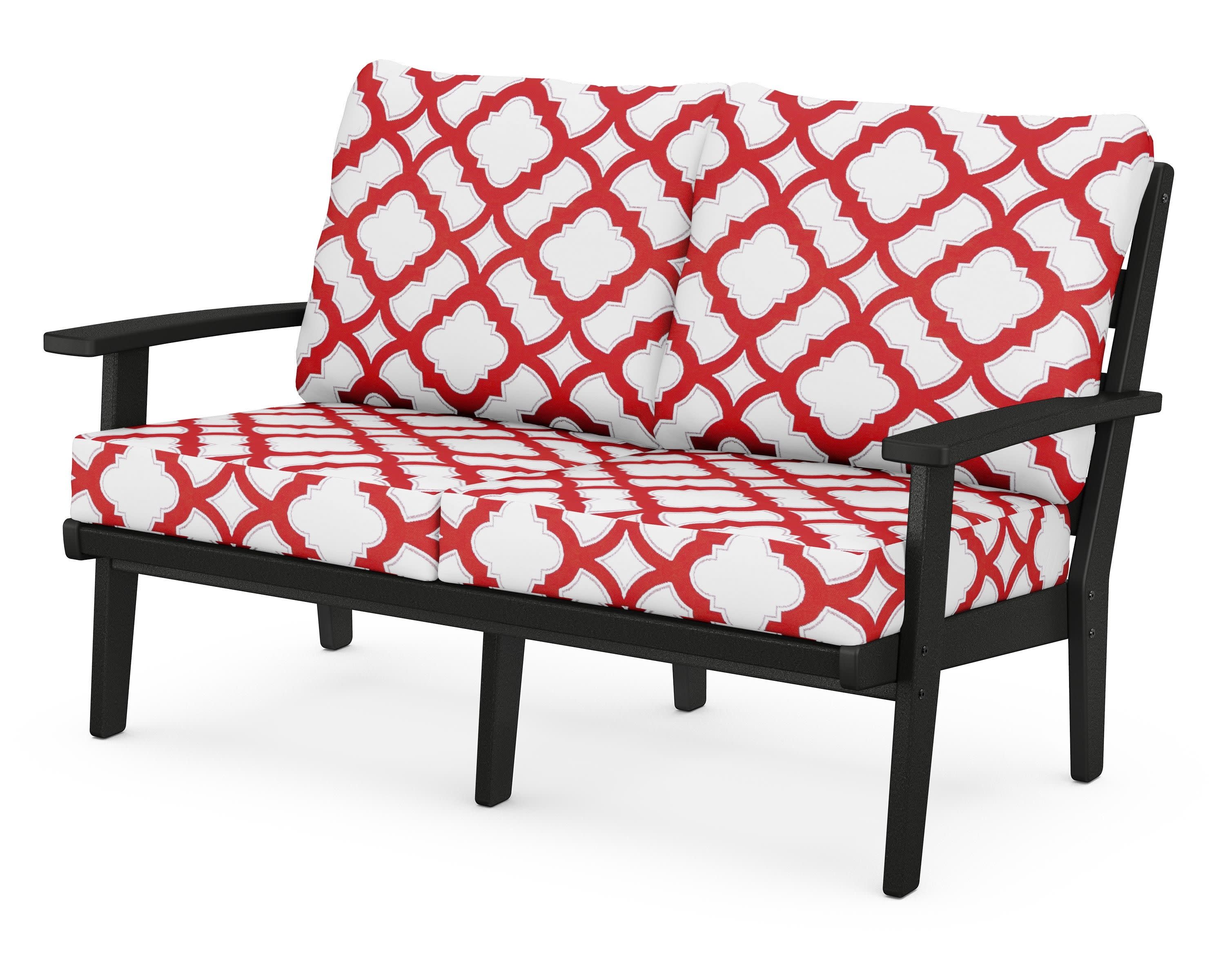 Grant Park Deep Seating Loveseat in Black / Trellis Crimson