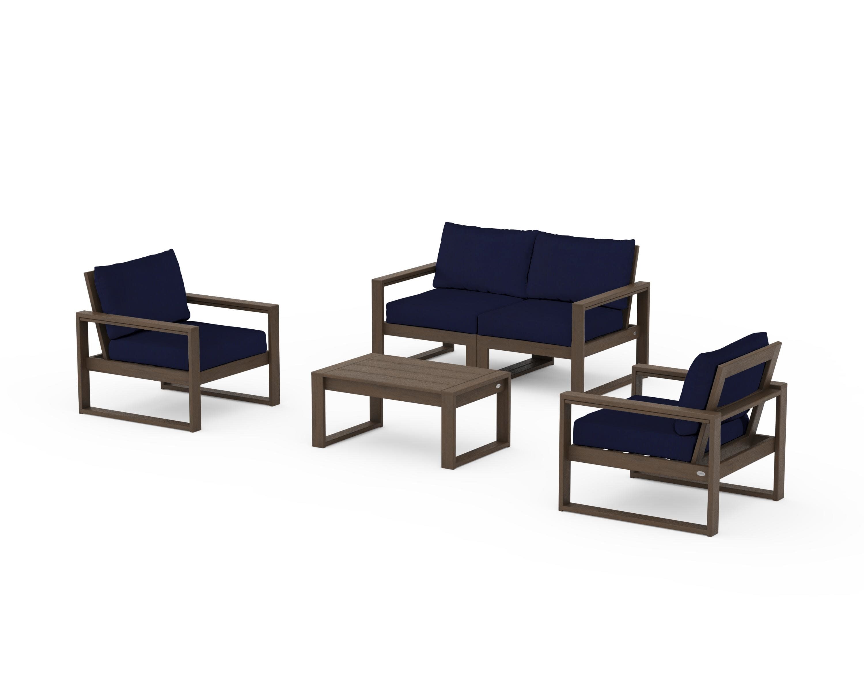 EDGE Sectional 4-Piece Deep Seating Set with Loveseat in Kona / Navy