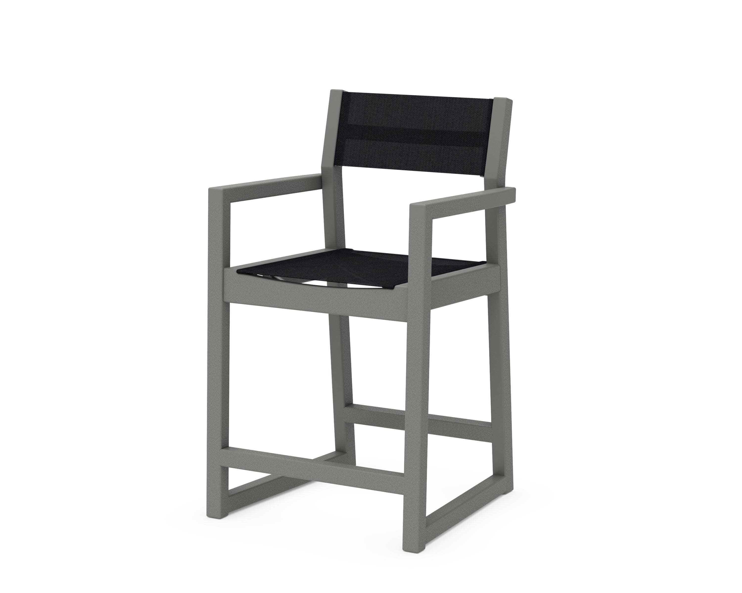 EDGE Sling Counter Arm Chair in Slate Grey / Black Sling