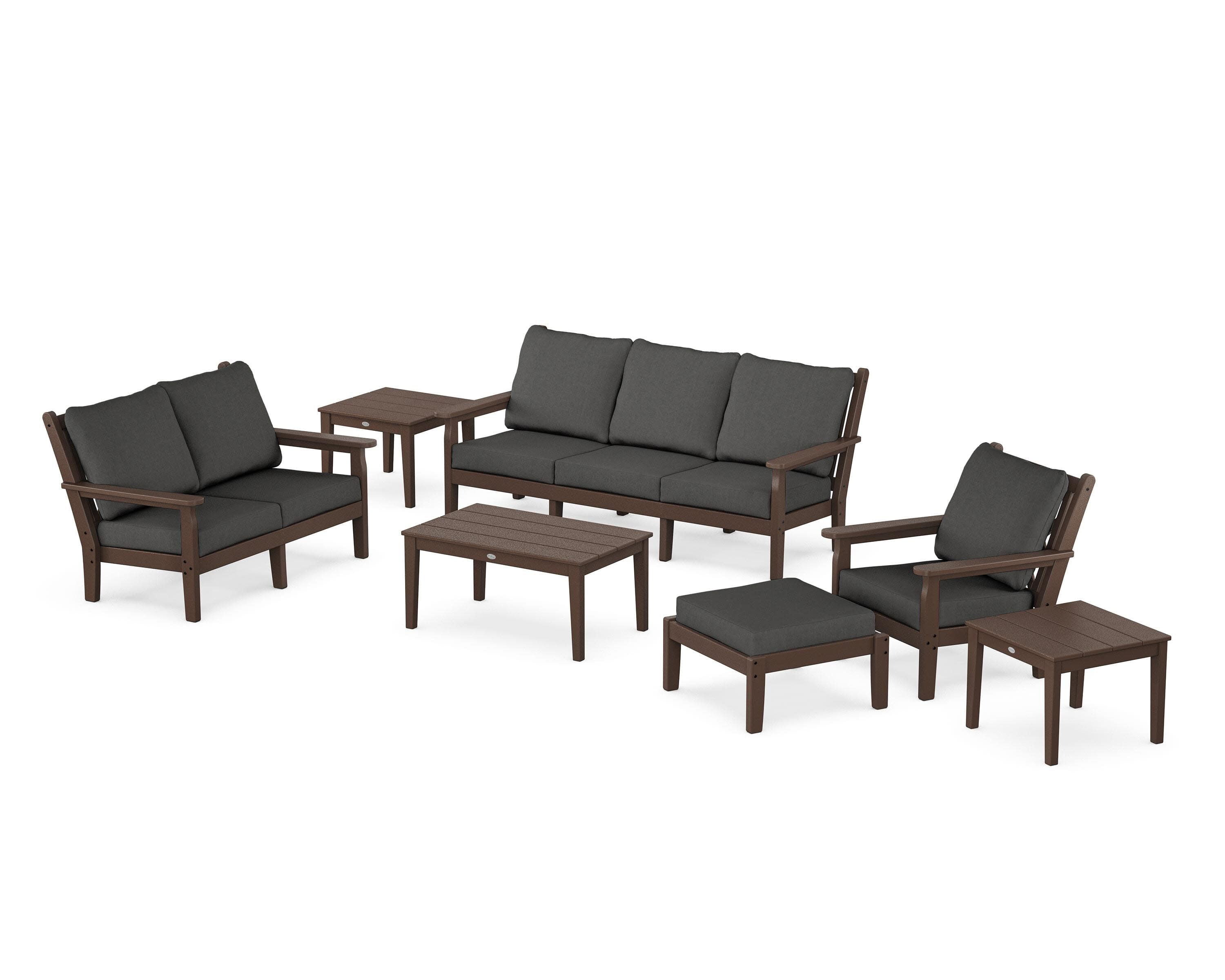 Chippendale 7-Piece Deep Seating Set in Mahogany / Spectrum Carbon