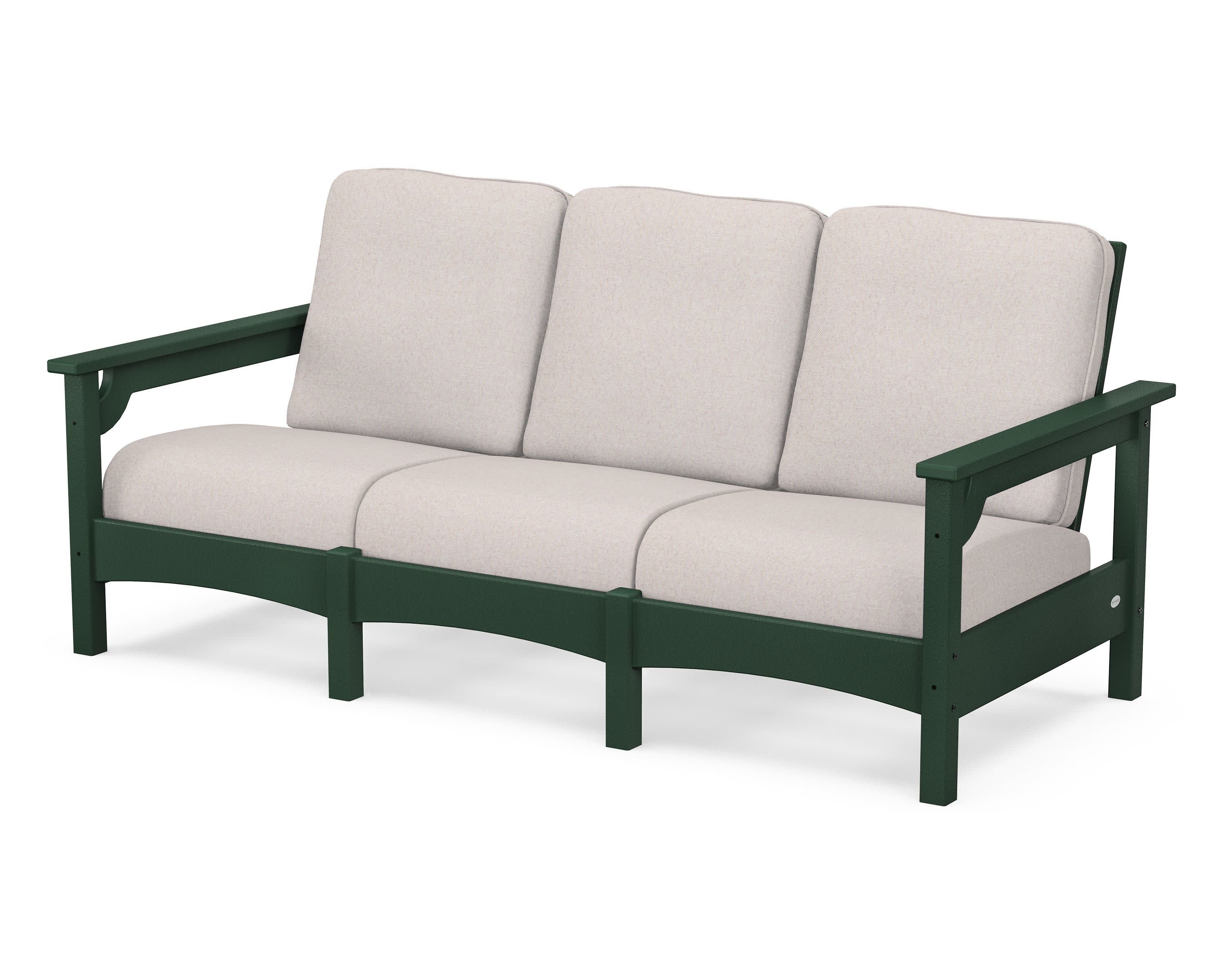 Club Sofa in Green / Dune Burlap