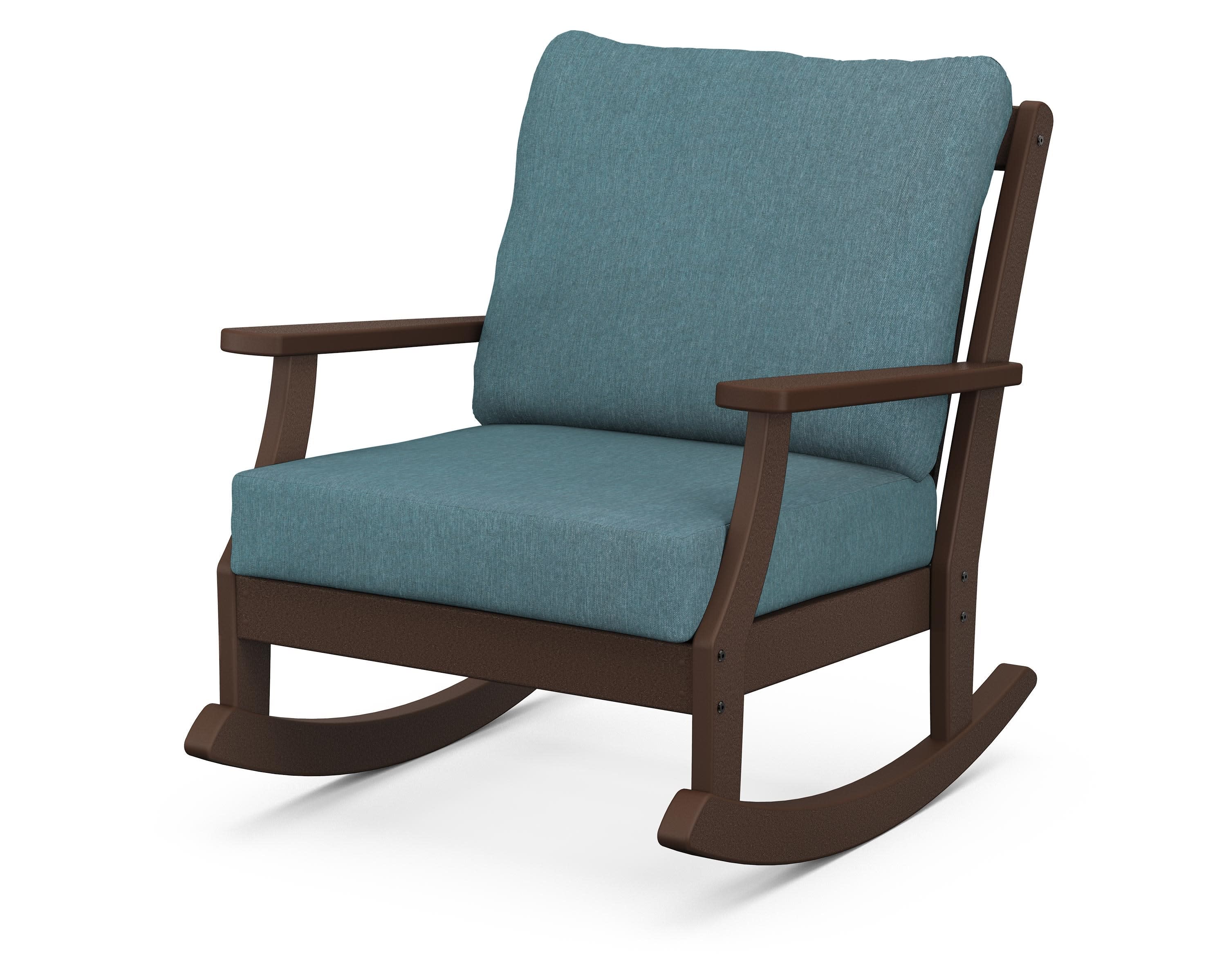 Braxton Deep Seating Rocking Chair in Mahogany / Ocean Teal