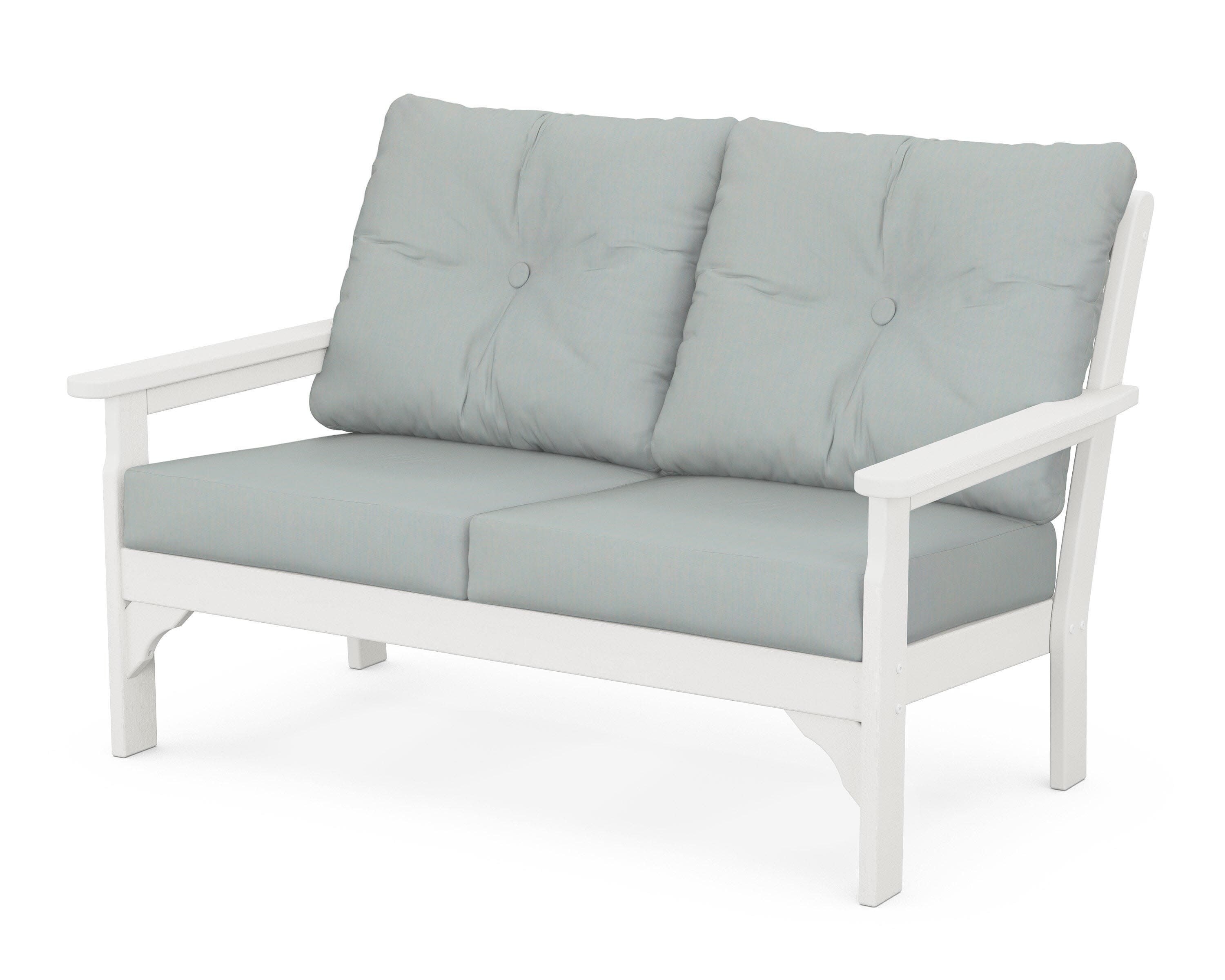 Vineyard Deep Seating Loveseat in Vintage White / Spa