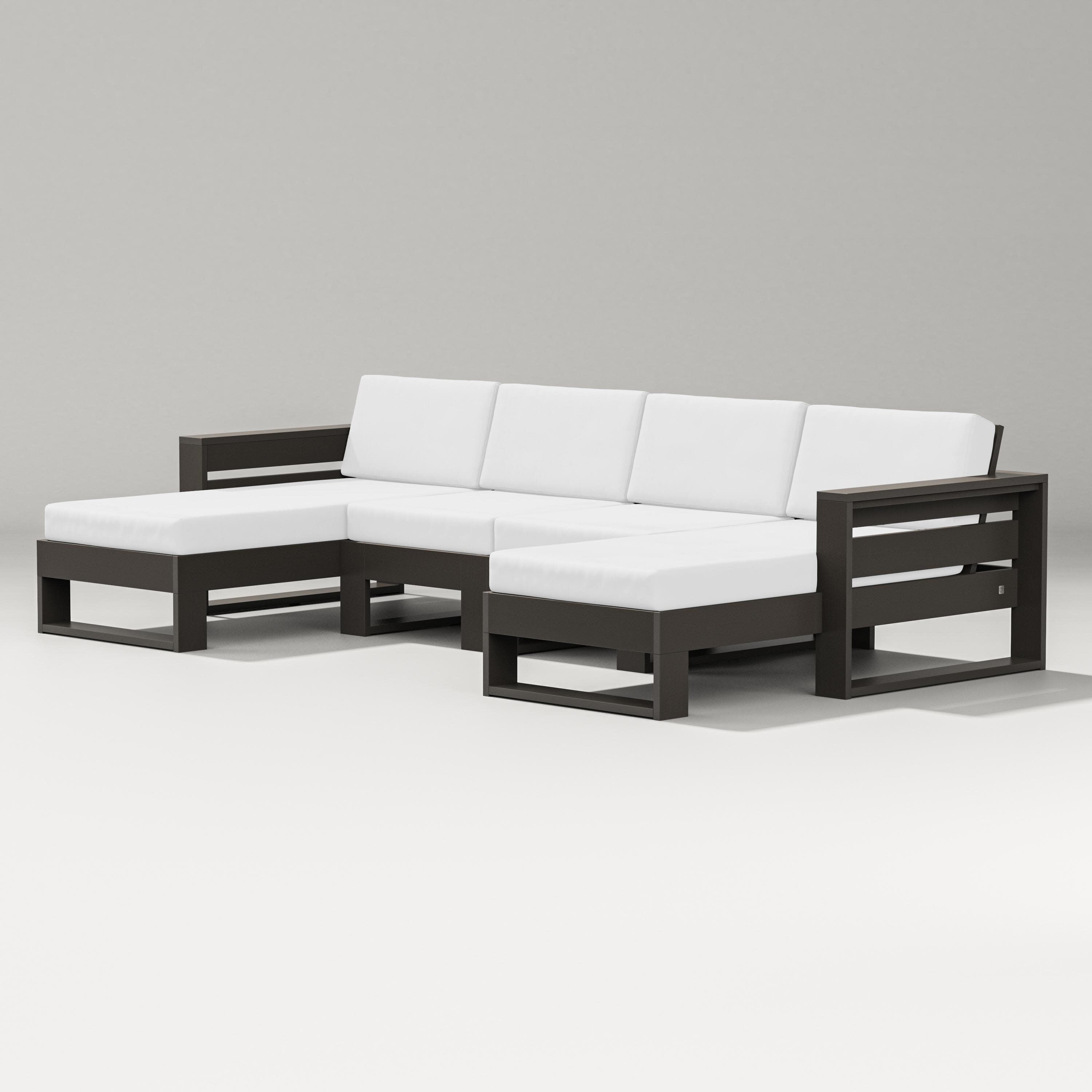 Latitude Double Chaise Sectional in Vintage Coffee / Natural