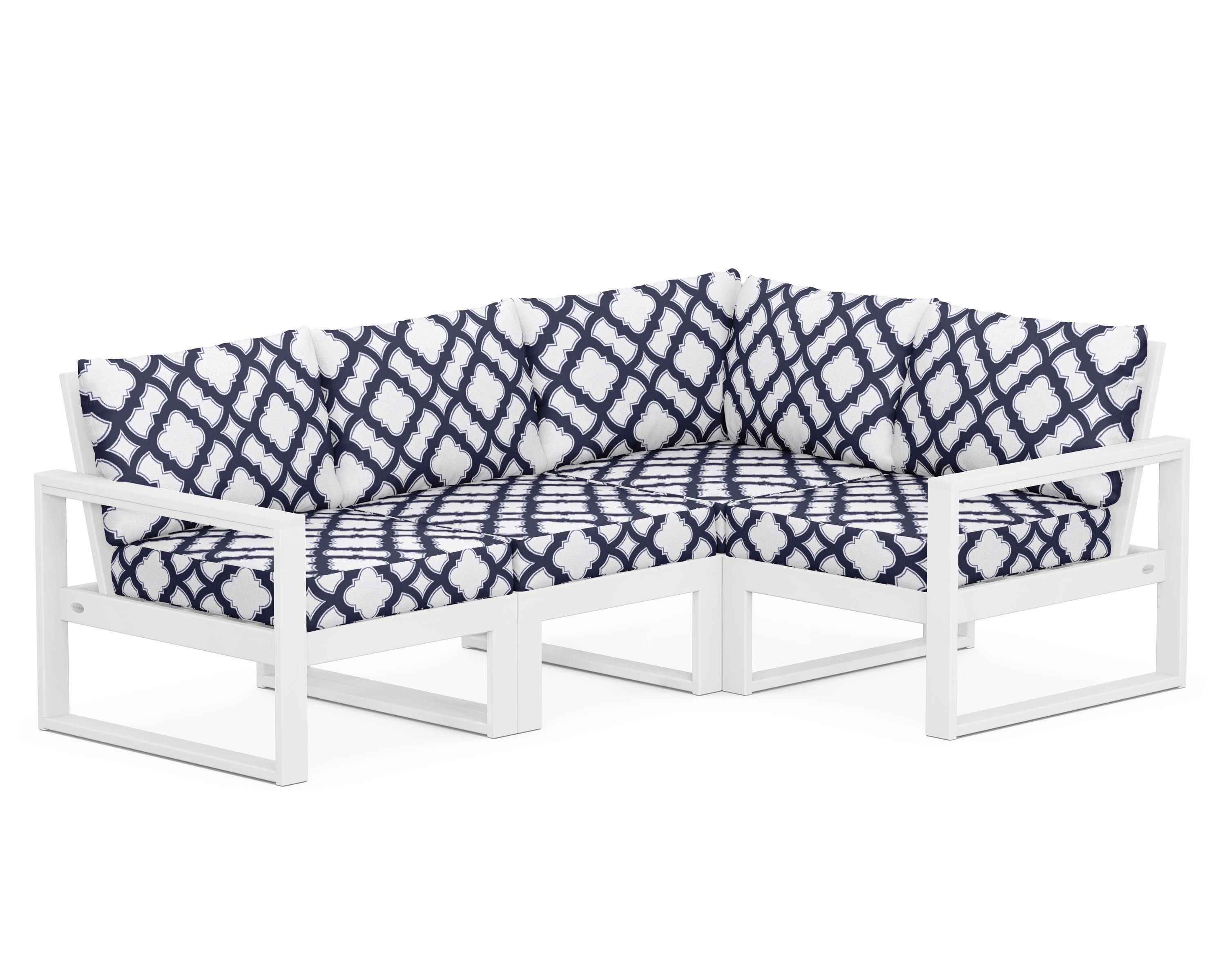 EDGE 4-Piece Modular Deep Seating Set in White / Trellis Navy