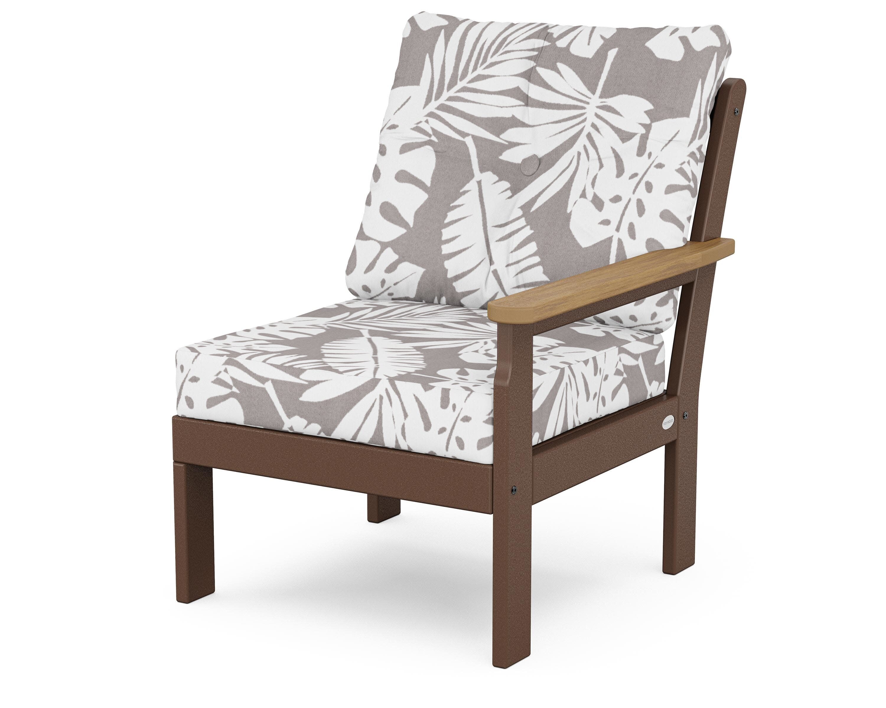 Vineyard Modular Right Arm Chair in Mahogany / Natural / Leaf Grey Mist