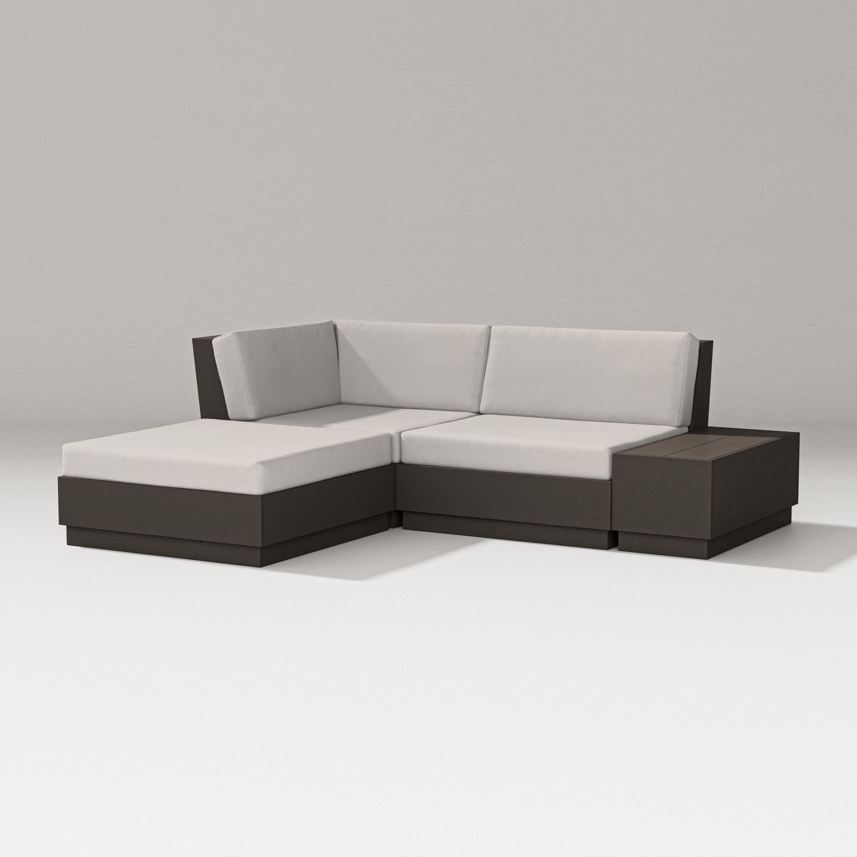 Elevate Loveseat Sectional with Chaise in Vintage Coffee / Cast Ash