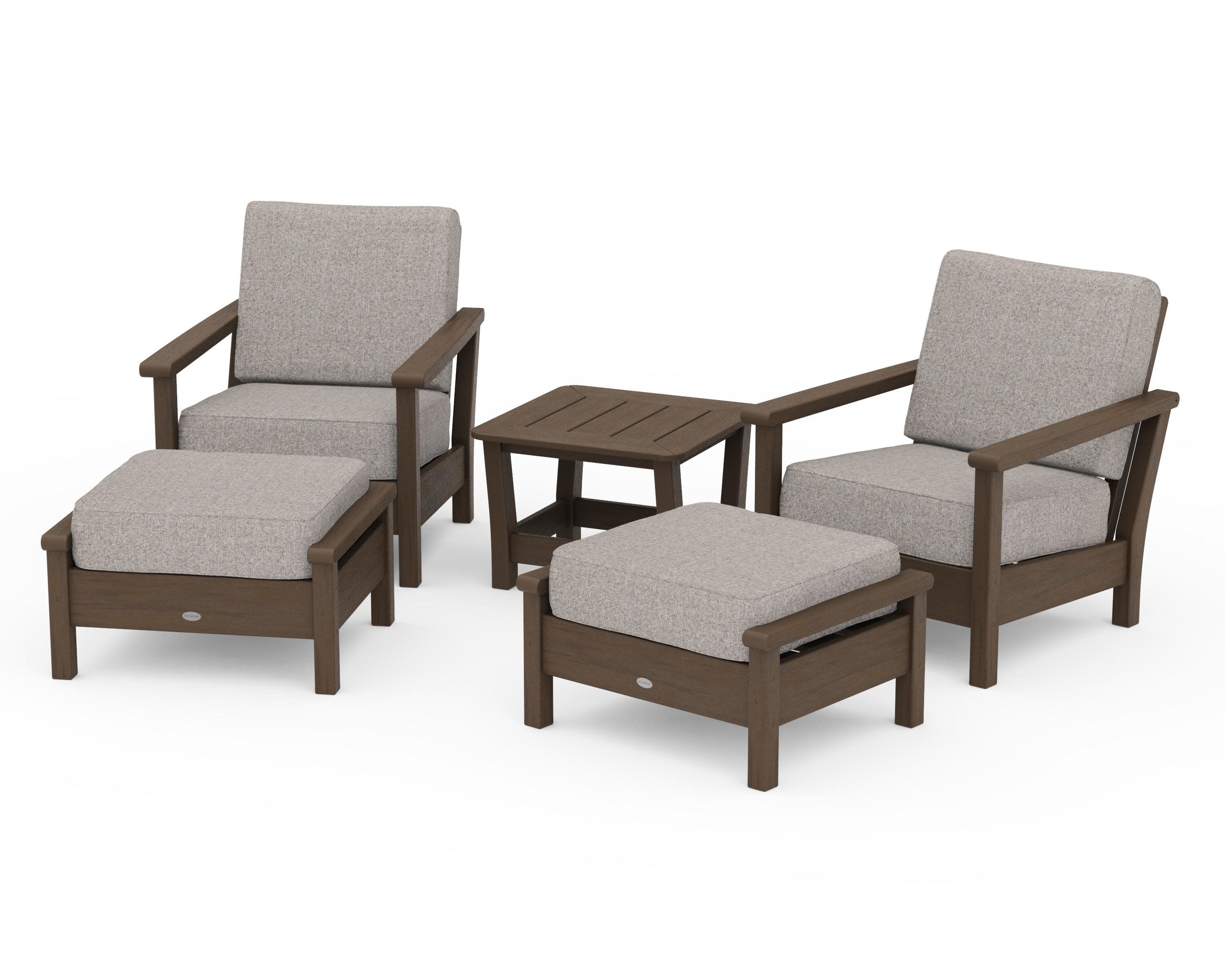 Harbour 5-Piece Deep Seating Chair Set in Kona / Weathered Tweed