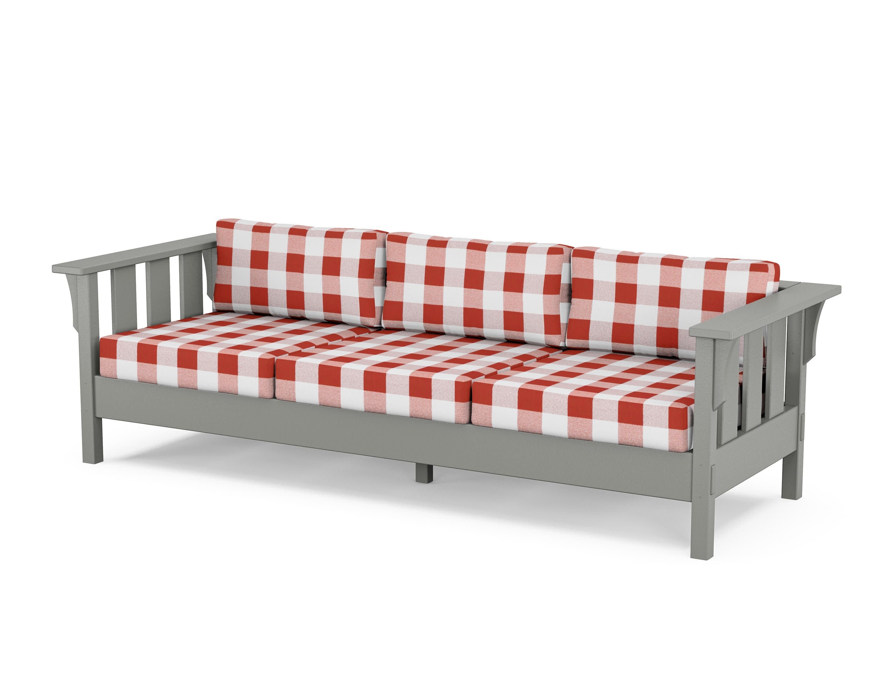 Acadia Deep Seating Sofa in Slate Grey / Buffalo Plaid Crimson