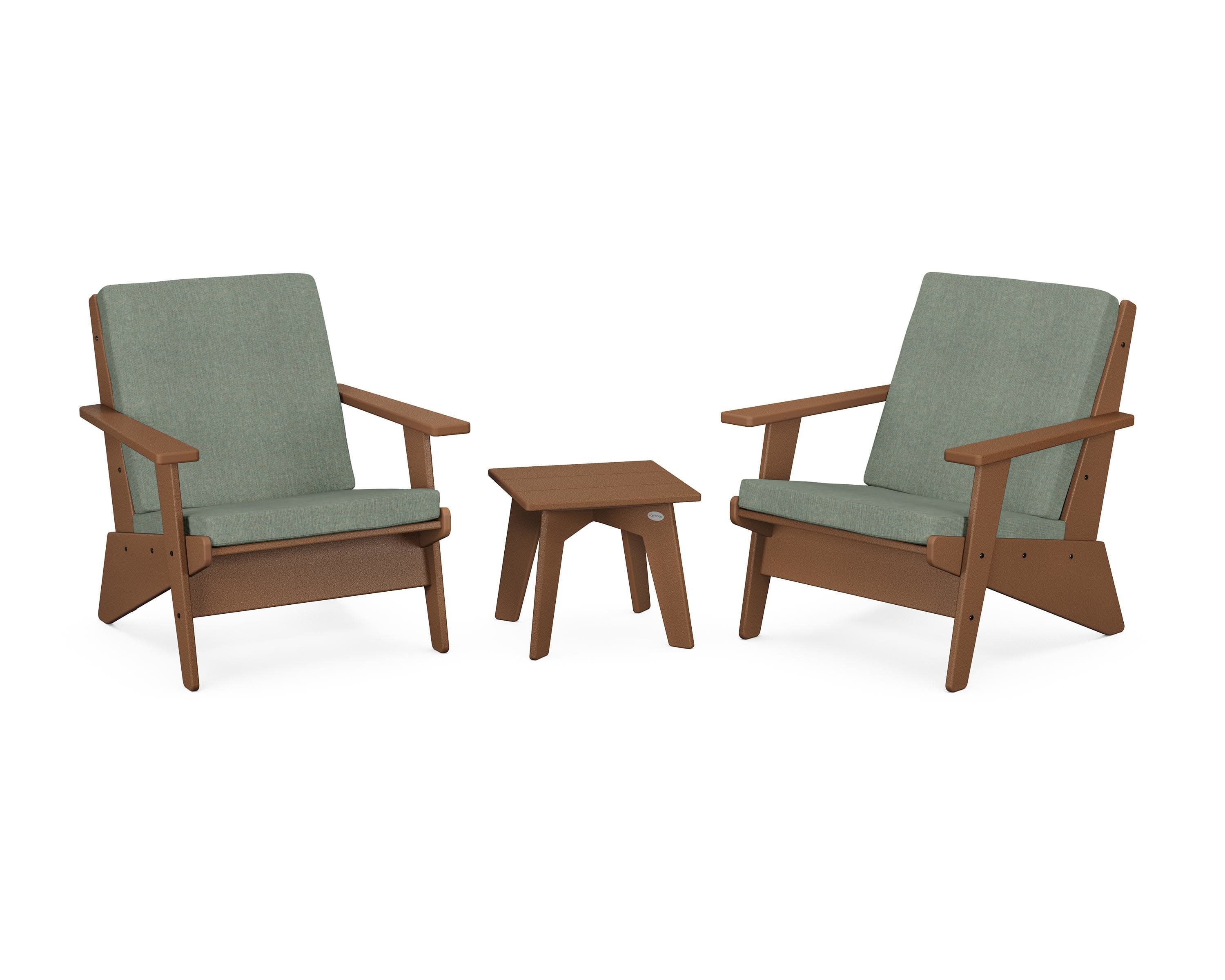 Riviera Modern Lounge 3-Piece Set in Teak / Cast Sage