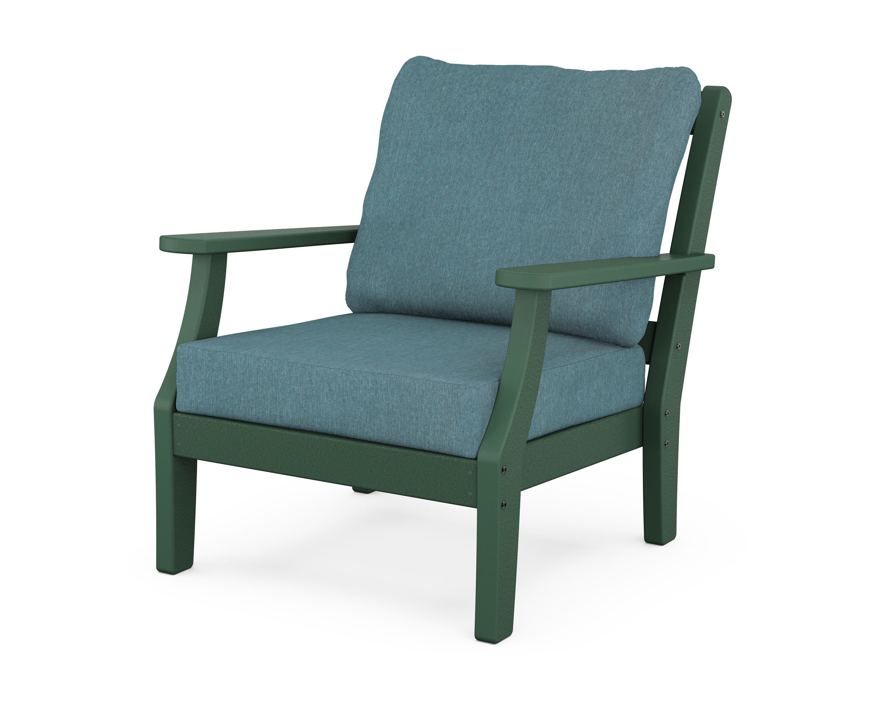 Chinoiserie Deep Seating Chair in Green / Ocean Teal