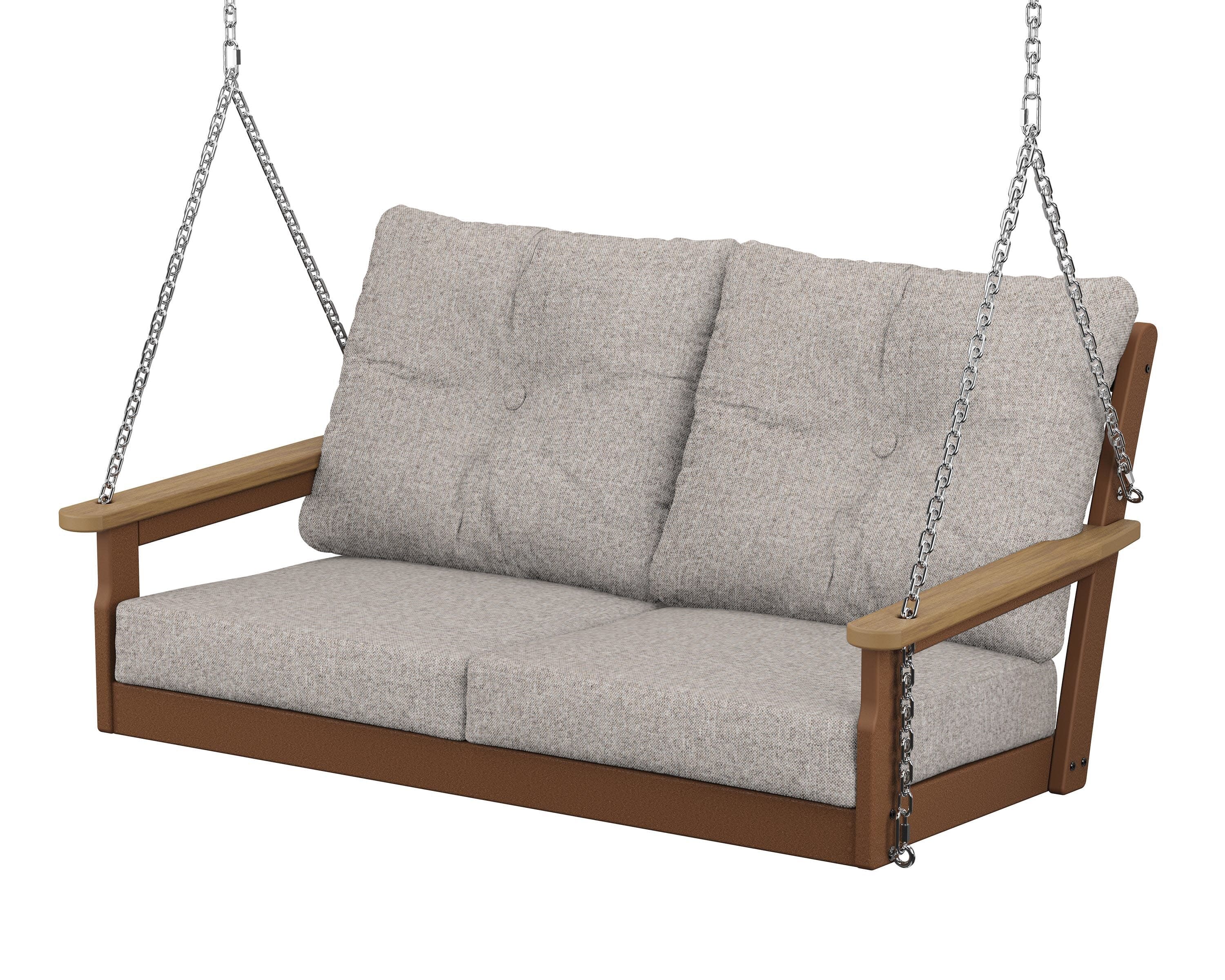 Vineyard Deep Seating Swing in Teak / Natural / Weathered Tweed