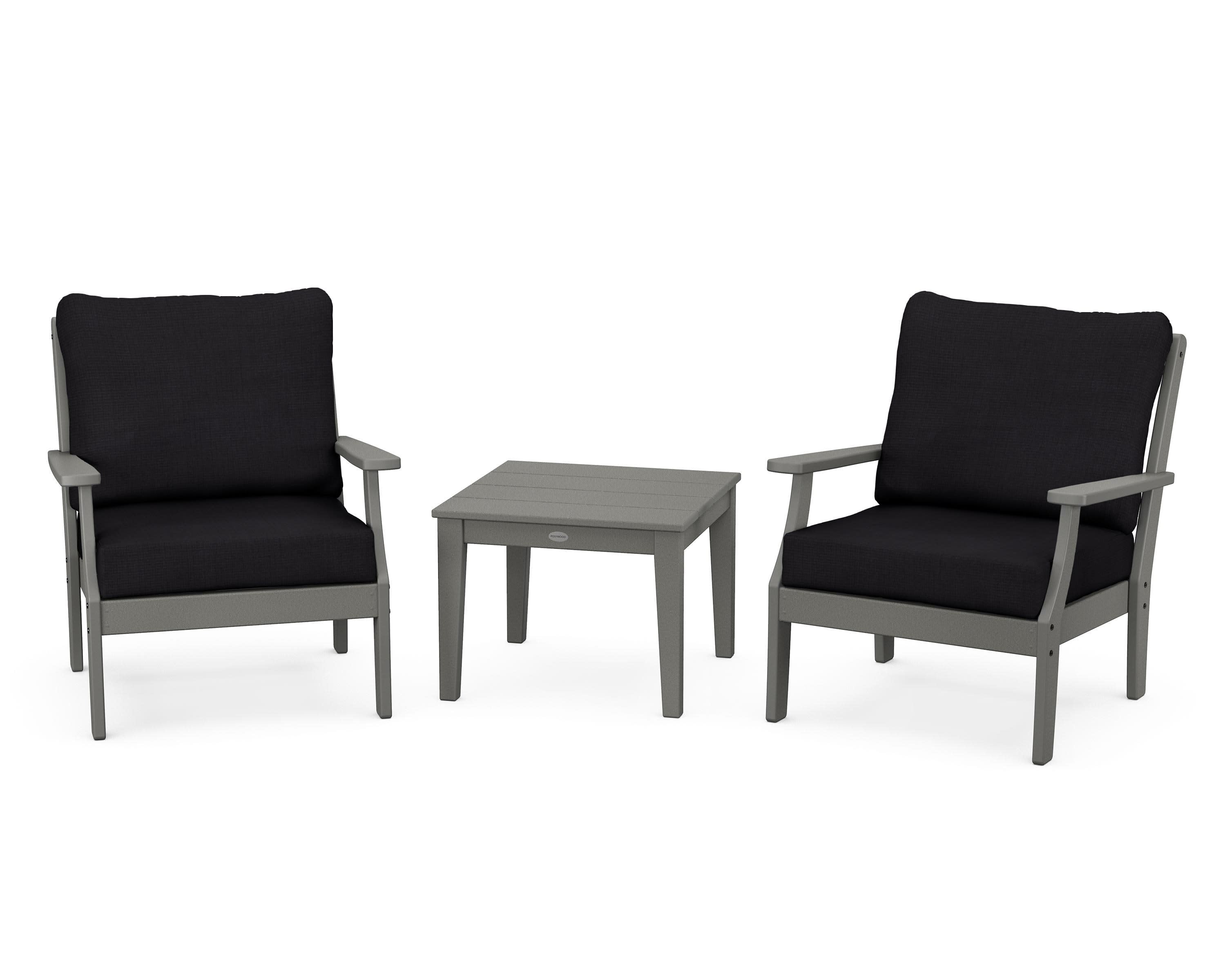 Braxton 3-Piece Deep Seating Set in Slate Grey / Midnight Linen