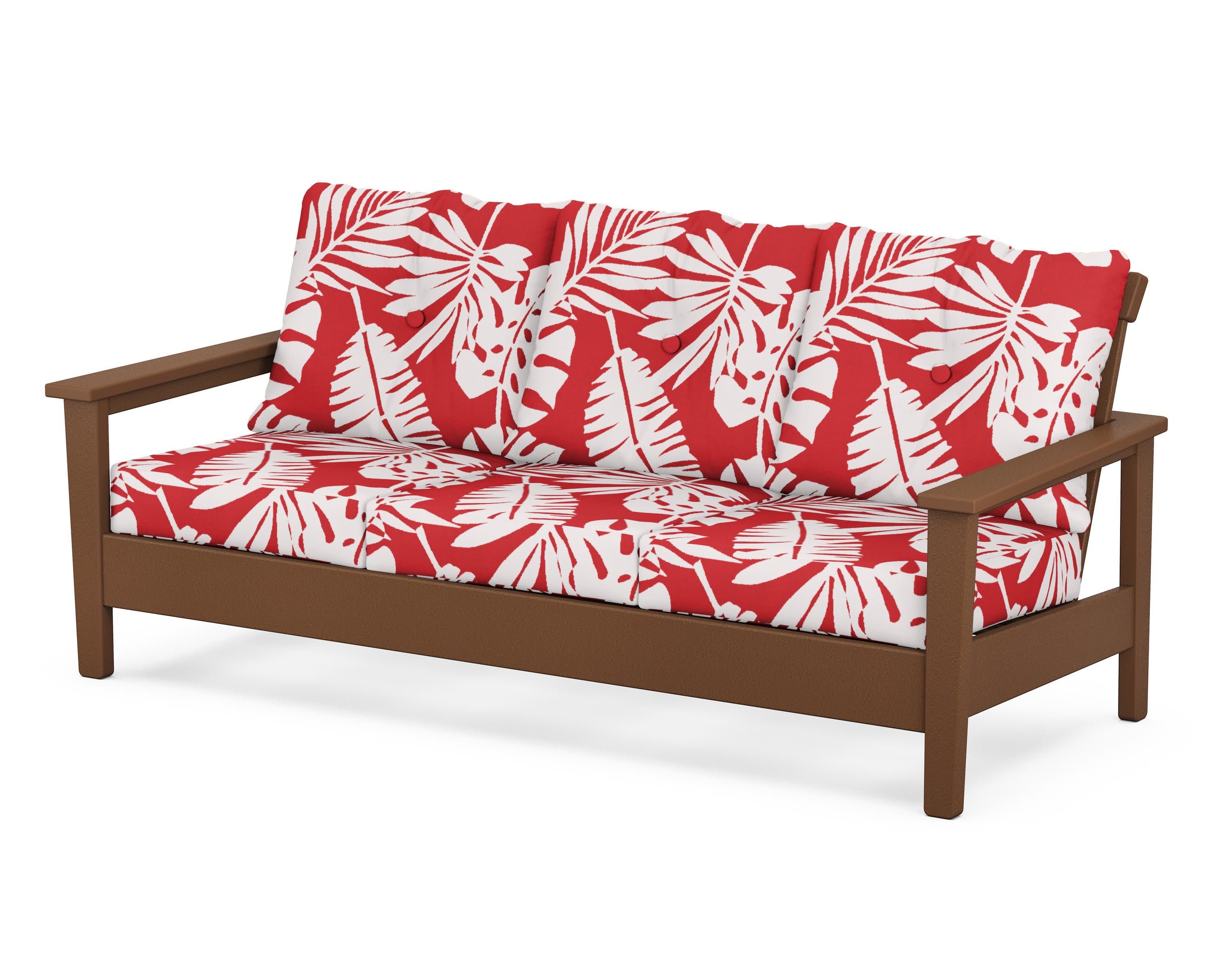 Prescott Deep Seating Sofa in Teak / Leaf Crimson