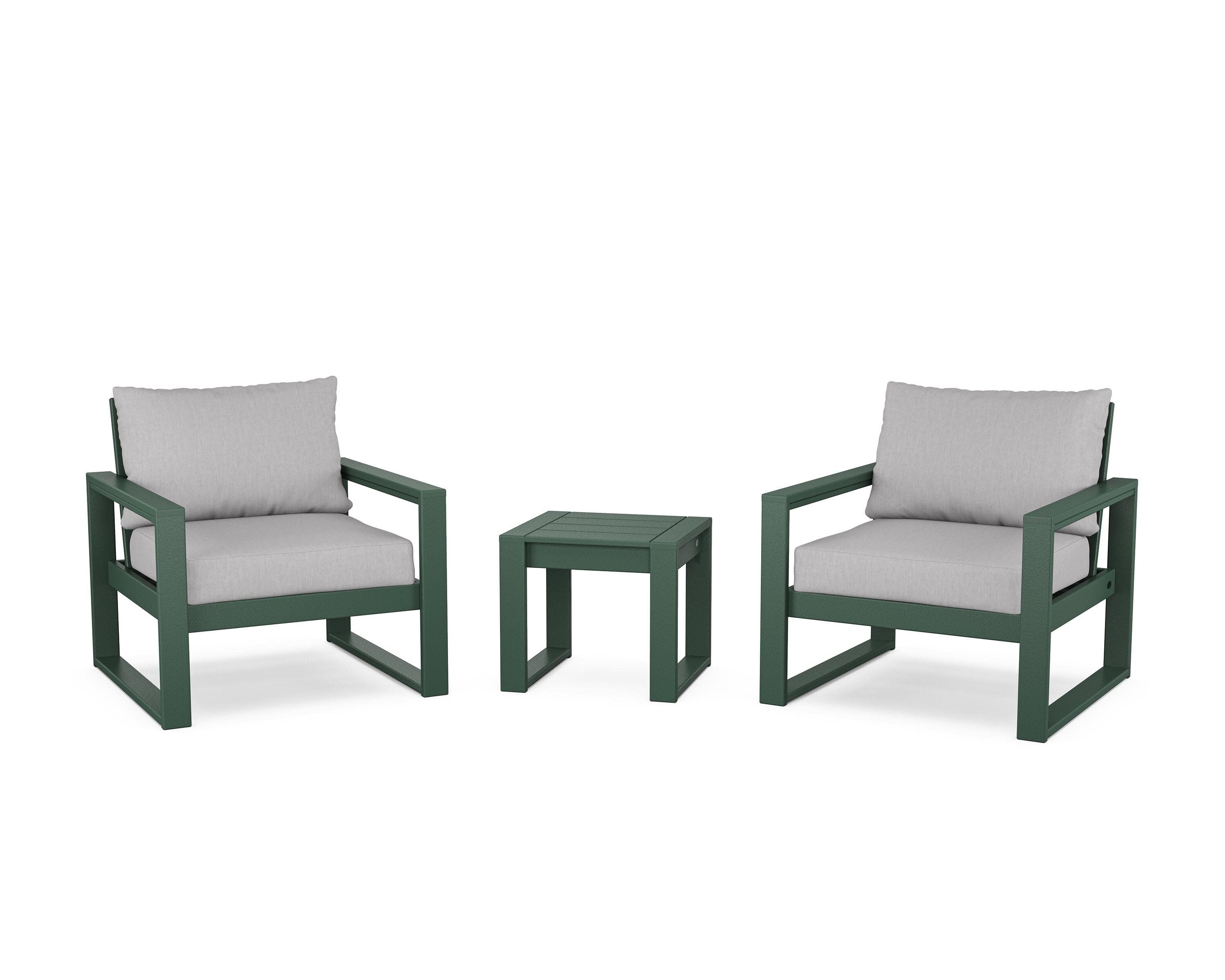 EDGE Sectional 3-Piece Deep Seating Set in Green / Granite