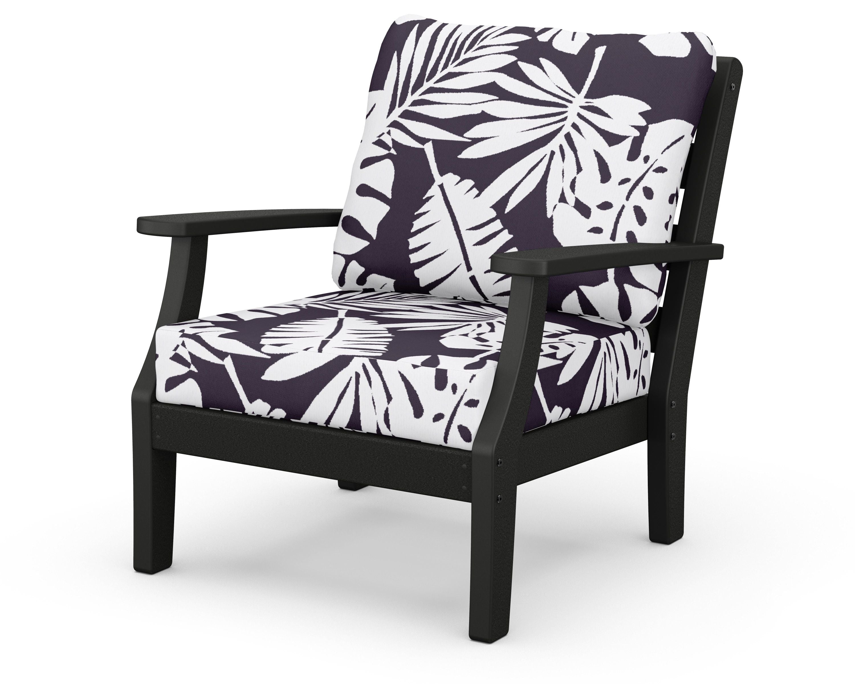 Chesapeake Deep Seating Chair in Black / Leaf Navy
