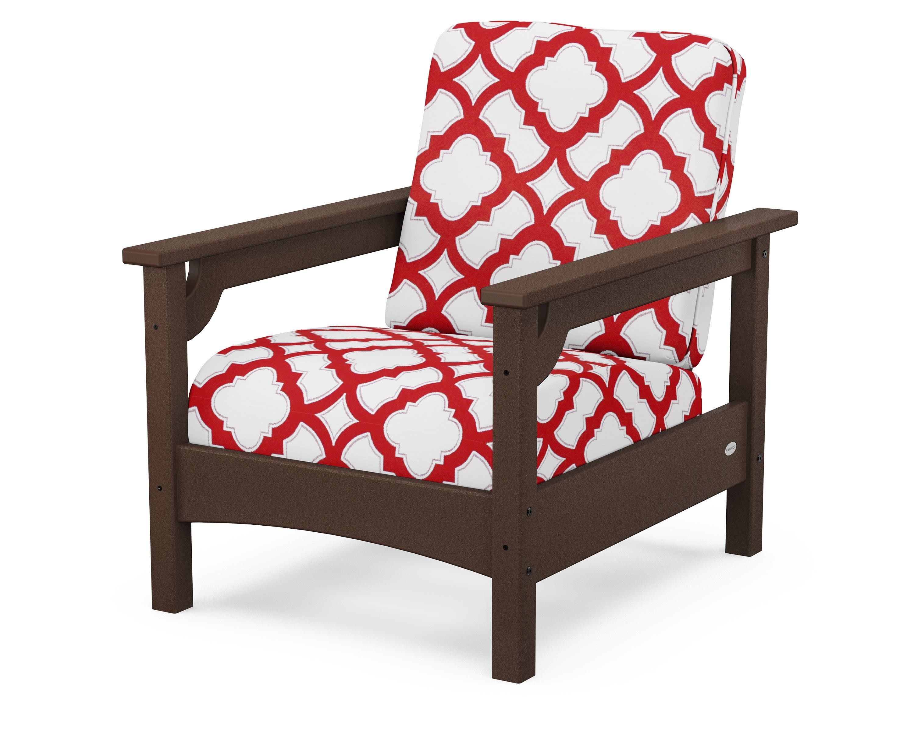 Club Chair in Mahogany / Trellis Crimson