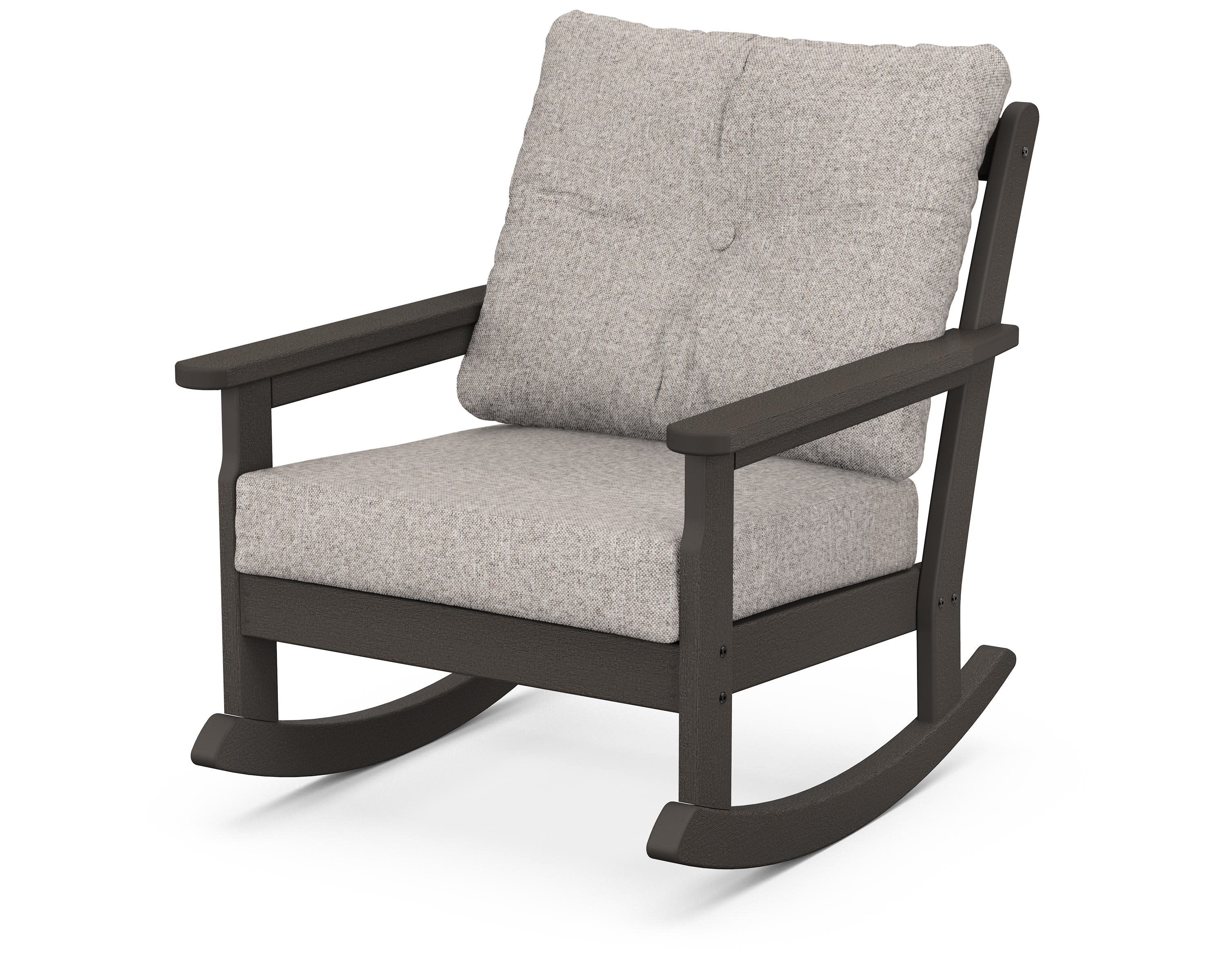 Vineyard Deep Seating Rocking Chair in Vintage Coffee / Weathered Tweed