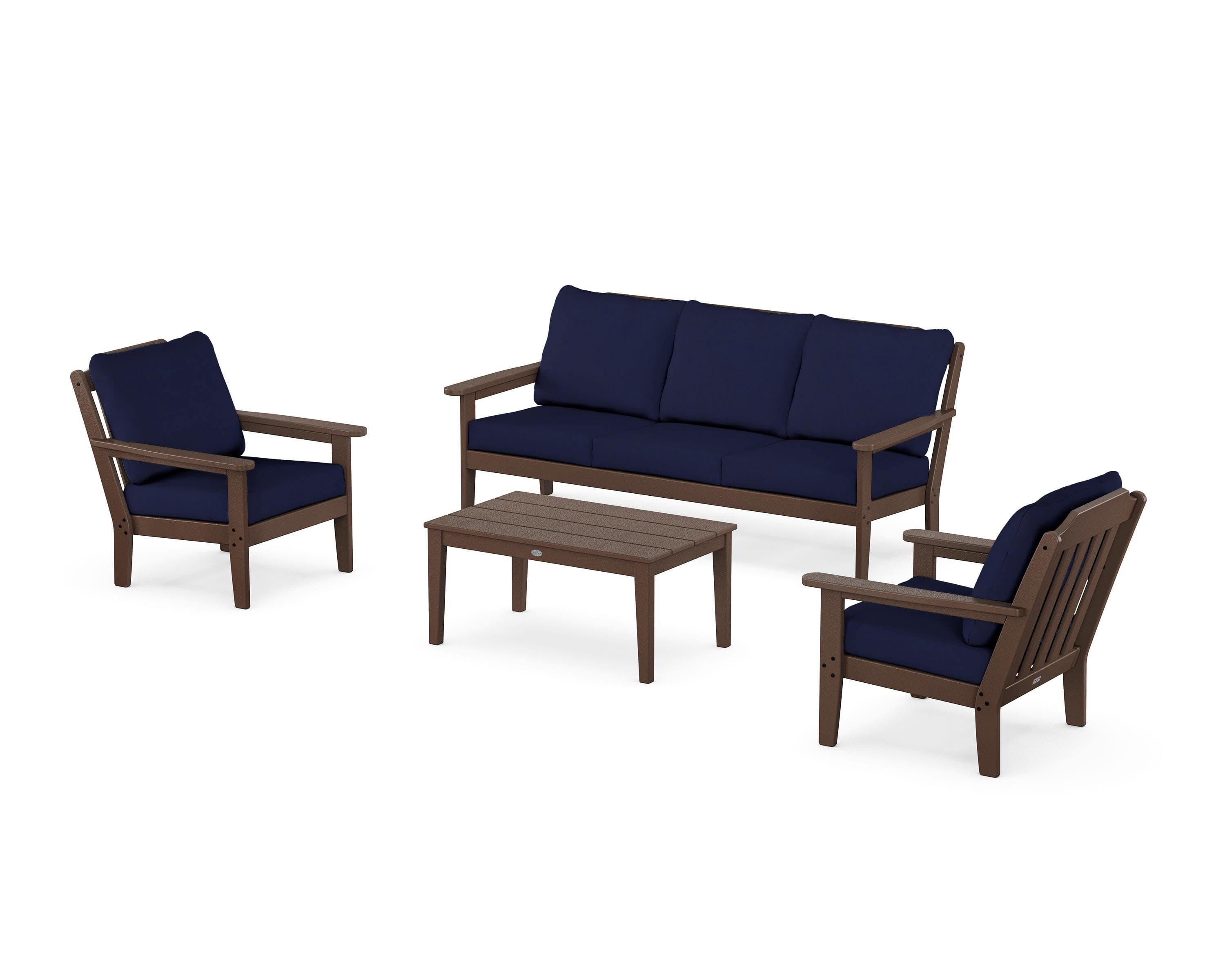 Cottage 4-Piece Deep Seating Set with Sofa in Mahogany / Navy